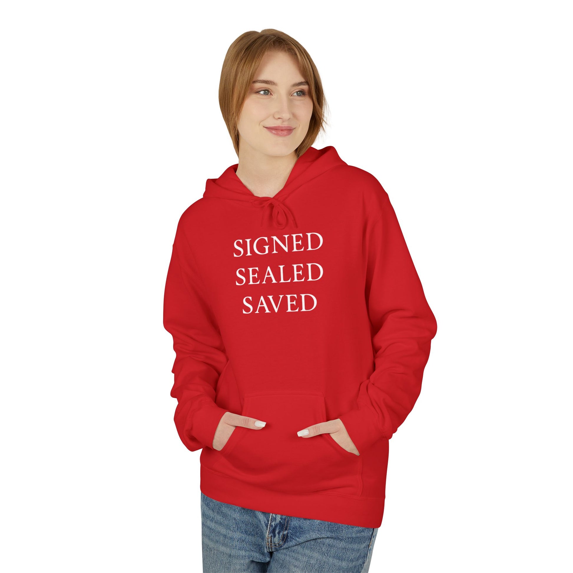 Signed Sealed Saved Fleece Hoodie for Everyday Comfort, Gifts For Postal Workers, Christian Hoody, Christian Sweatshirts.