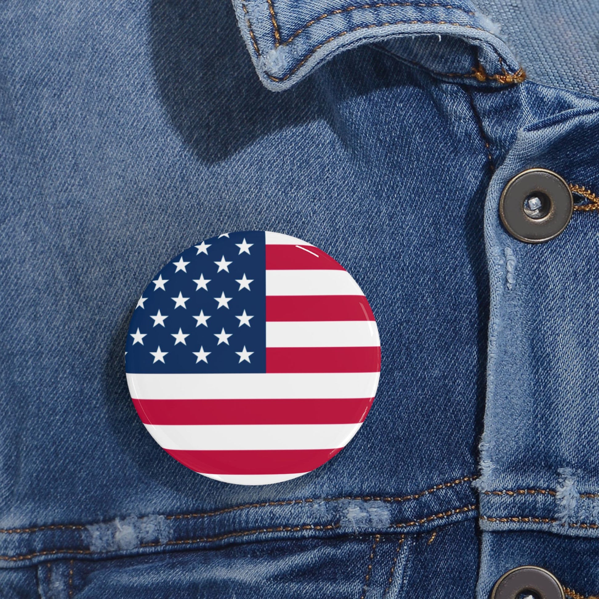 American Flag Round Pin — USA Patriot Button for Jackets, Backpacks & 4th of July