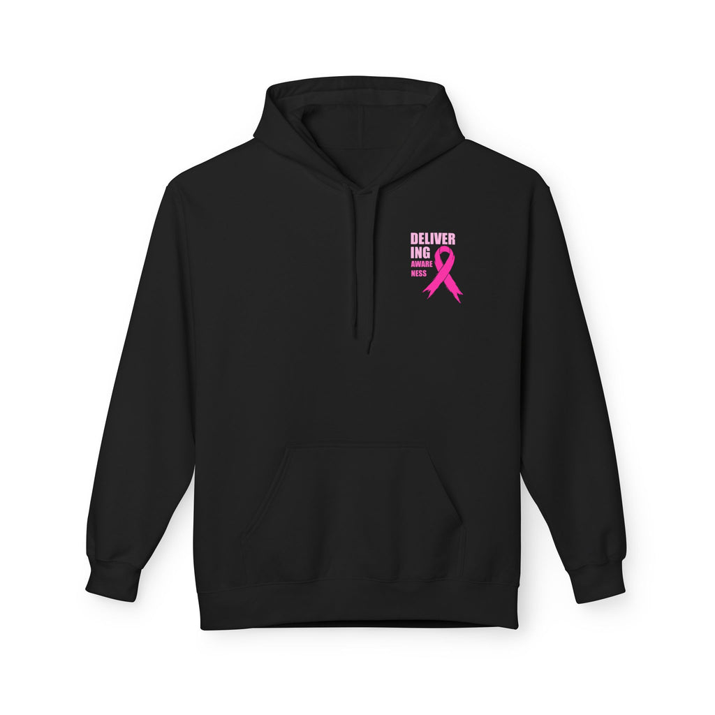 Breast Cancer Awareness Hoodie — Pink Ribbon "Delivering Awareness" Pullover Hoodie