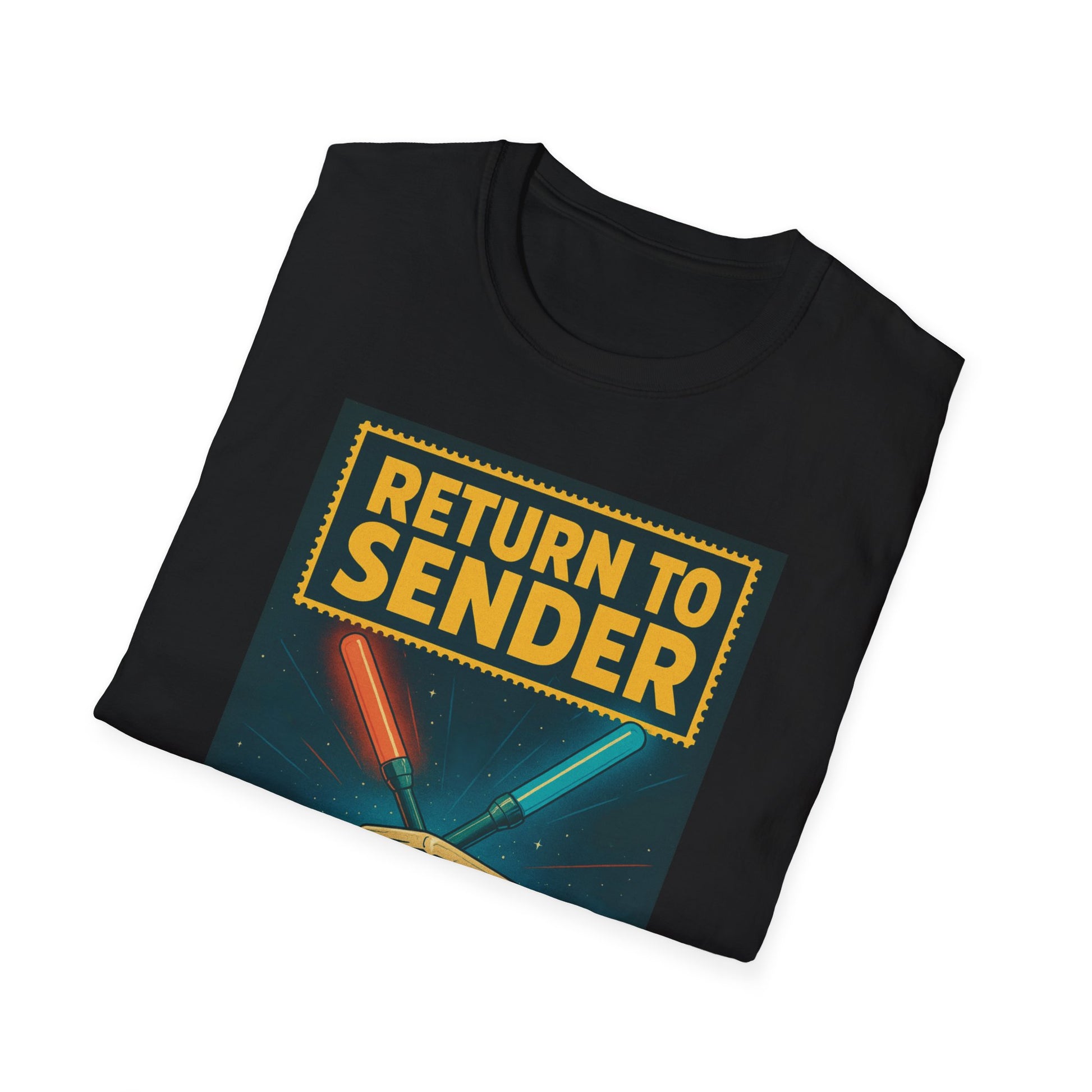 Retro Sci-Fi T-Shirt - Return to Sender Graphic Tee for Nerds, Gift for Space Lovers, Unisex Softstyle Shirt, Casual Wear, Vintage-Inspired