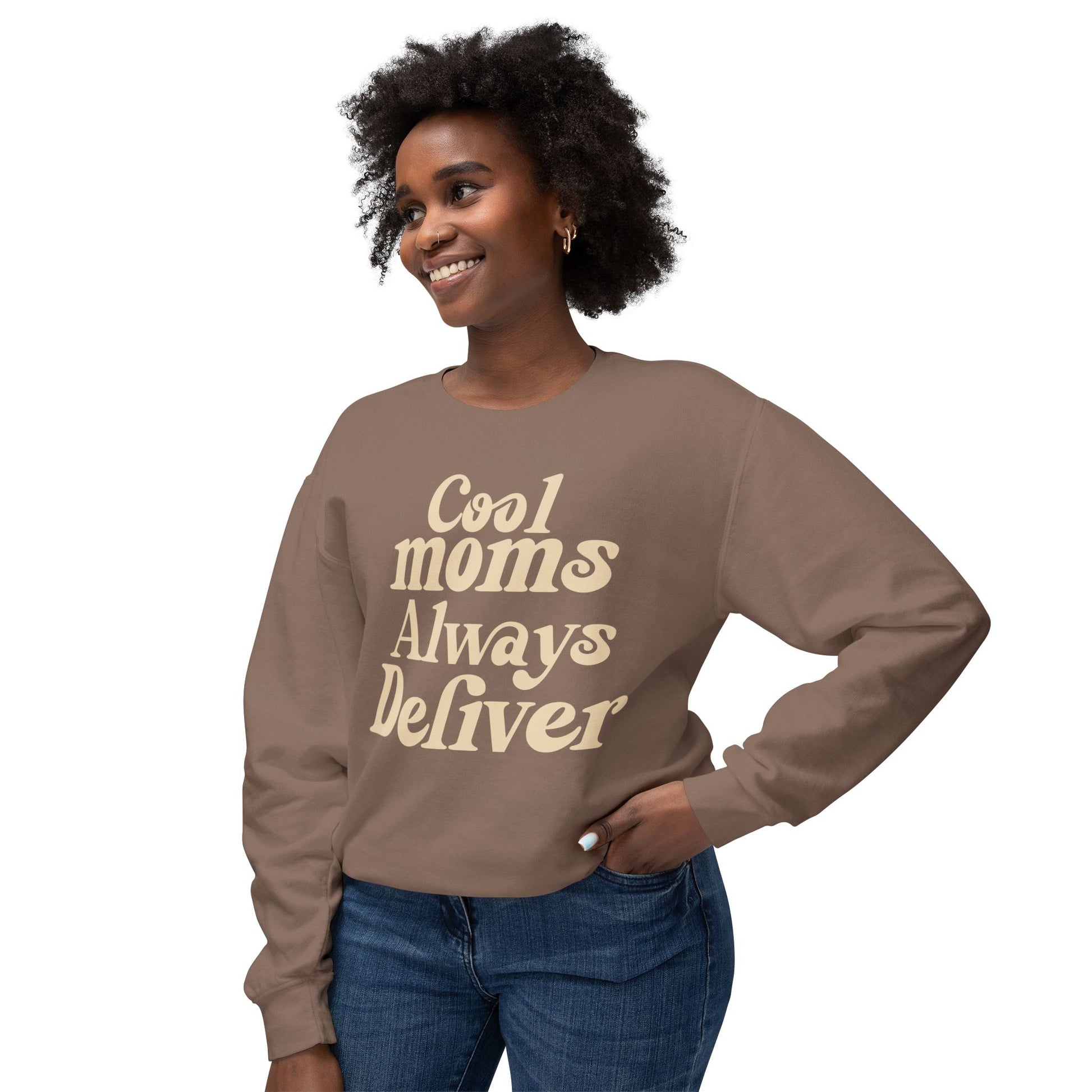 Cool Moms Always Deliver Crewneck Sweatshirt – Funny Mom Sweatshirt, Cute Mother’s Day Gift, Cozy Women’s Pullover, Delivery Worker Gift