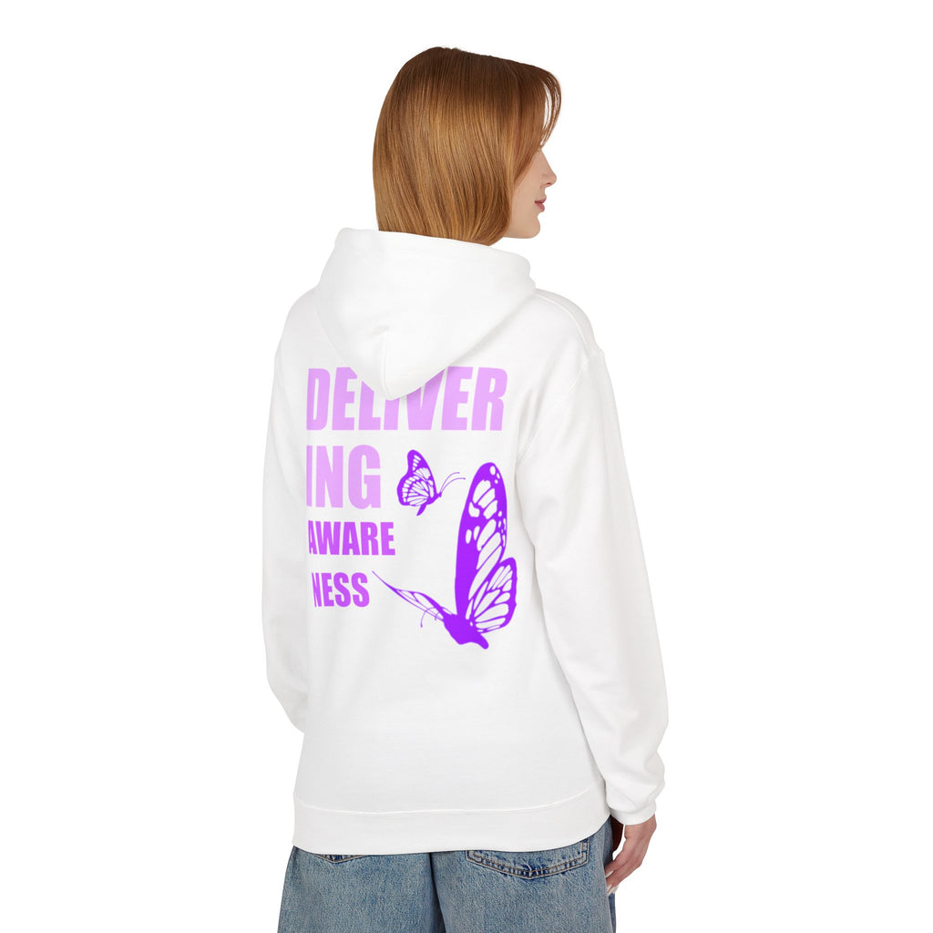 Delivering Awareness Butterfly Hoodie — Lupus Awareness Purple Butterfly Hoodie