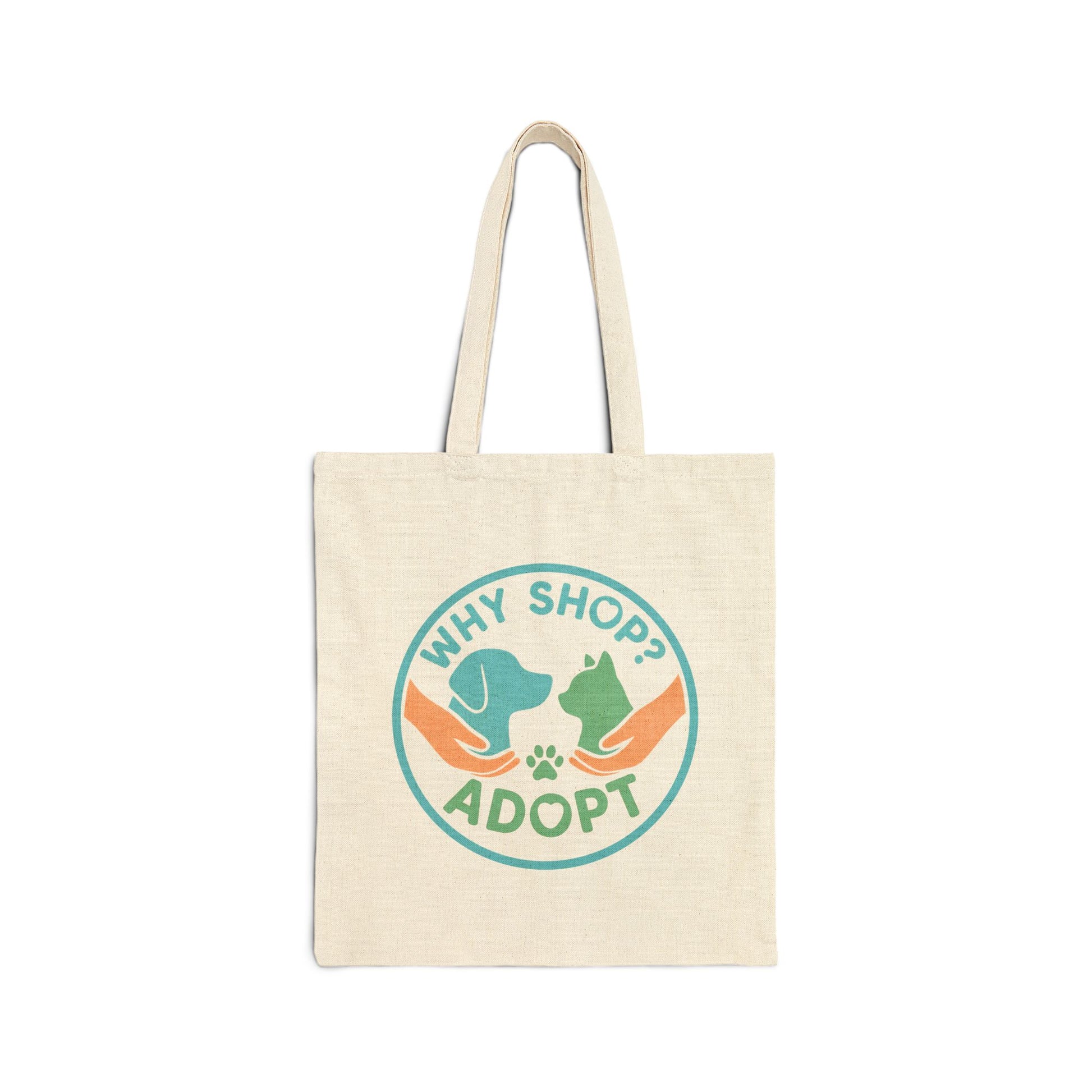 Why Shop-Adopt Love Cotton Canvas Tote Bag | Eco-Friendly Pet Adoption Bag, Gift for Animal Lovers, Shopping Tote, Dog Mom Gift, Reusable Tote
