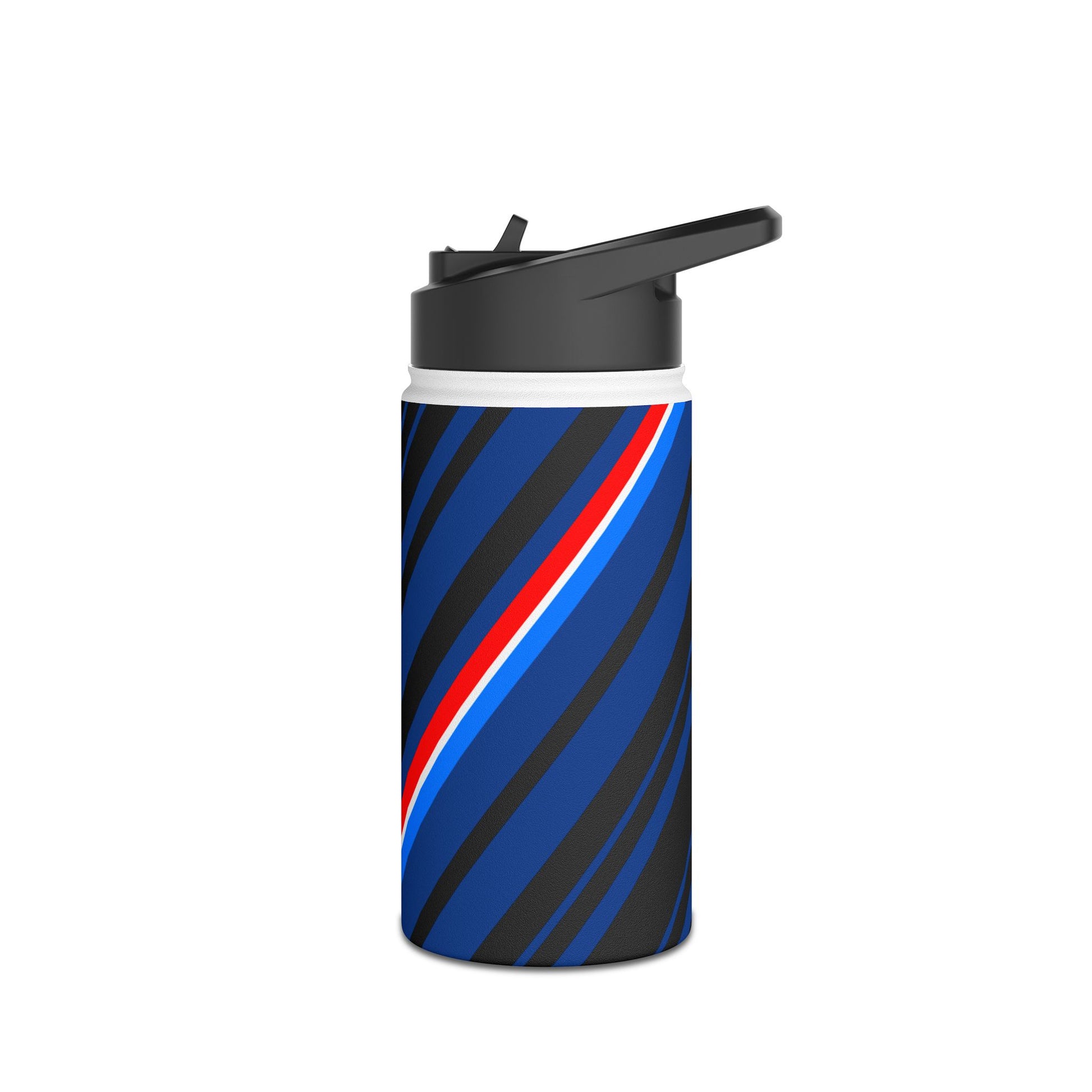 Red, White & Blue Stripe Stylish Stainless Steel Water Bottle, Fun Hydration Gift, Travel Mug, Gym Bottle, Sports Water Container