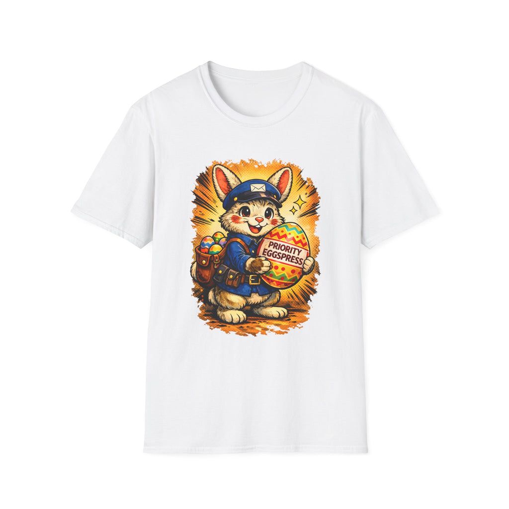 Easter Bunny Mail Carrier T‑Shirt – Cute Postal Bunny with Priority Eggspress Graphic