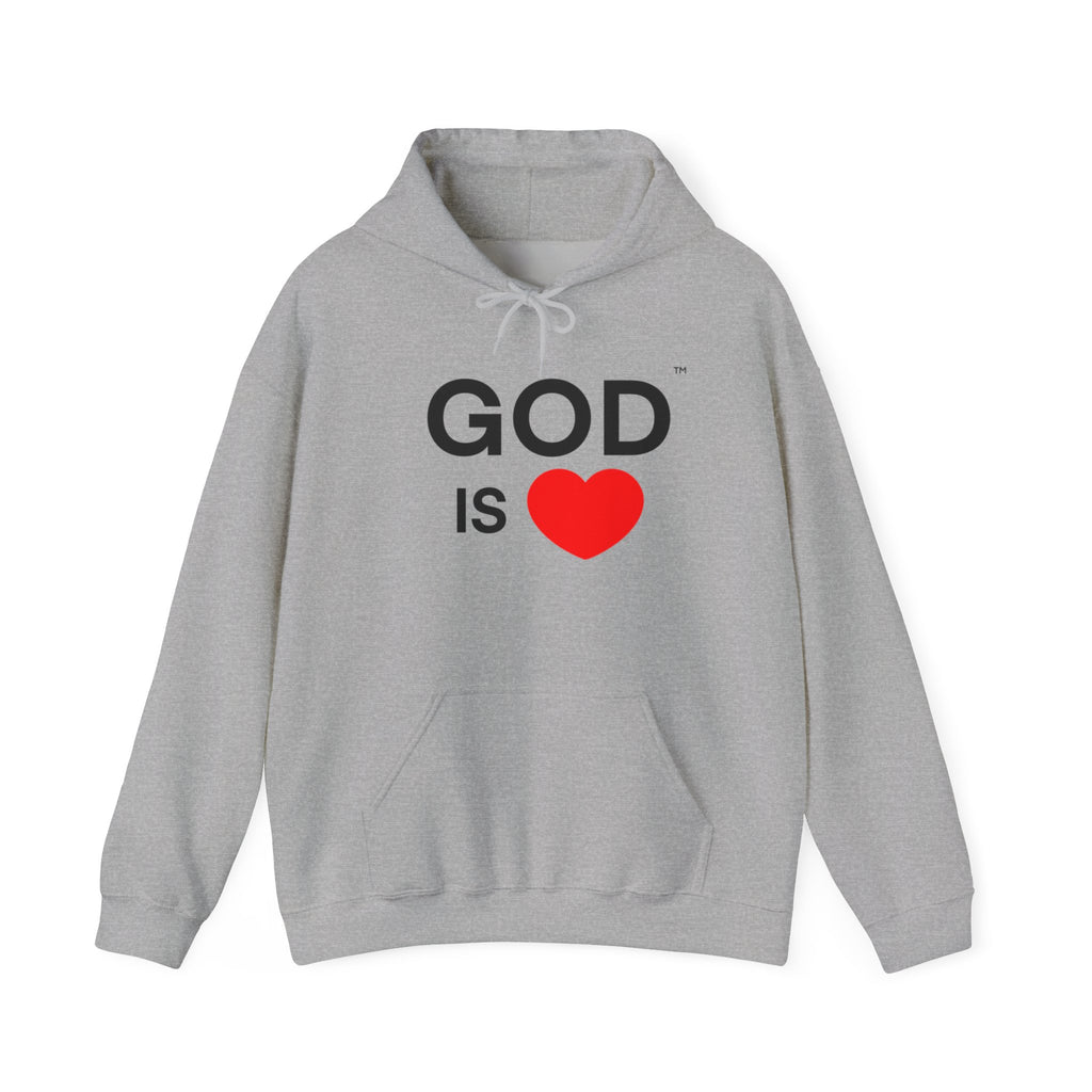 God Is Love™ Hoodie — Wear the Message, Christian Faith Pullover with Clean Bold Letters and Heart Graphic