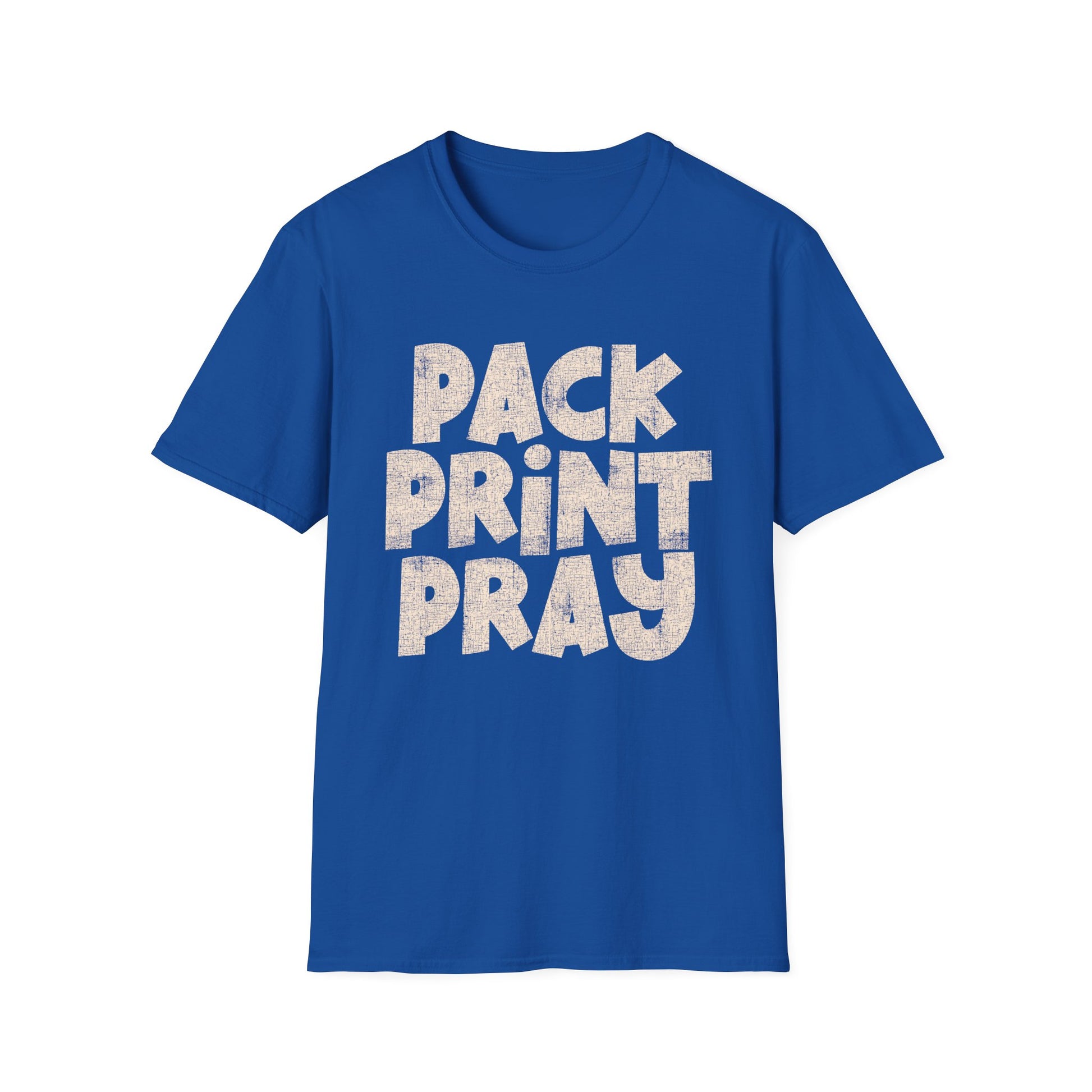 Pack Print Pray T-Shirt — Christian Graphic Tee for Church Volunteers & Printers