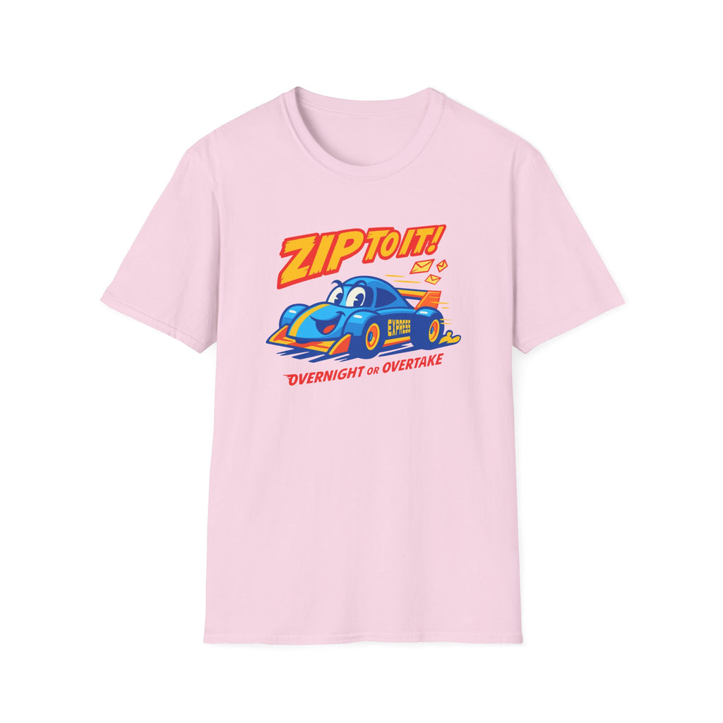 Race-Themed Unisex Softstyle T-Shirt | 'ZIP TO IT' Graphic Tee, Perfect for Car Lovers, Birthday Gift, Motorsport Fans, Casual Wear