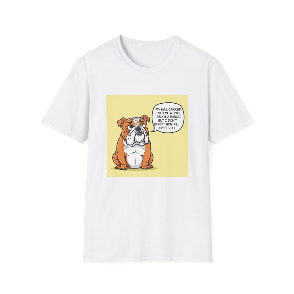 Funny Dog Graphic T-Shirt, Unisex Softstyle Tee, Pet Lover Gift, Animal Humor Shirt, Cute Bulldog Design