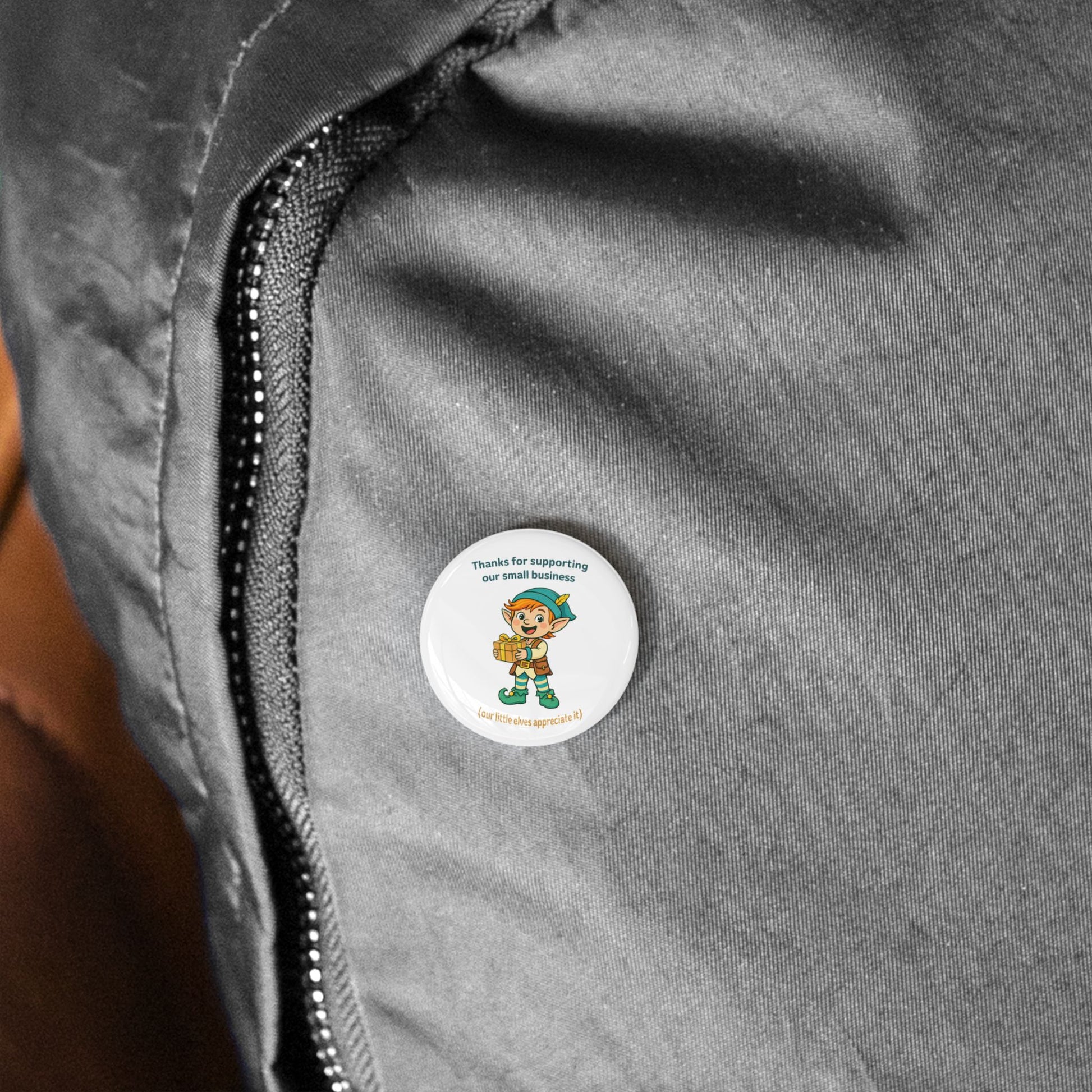 Round Pin Button — "Thanks for Supporting Our Small Business" Pin Back Buttons for Small Business Owners