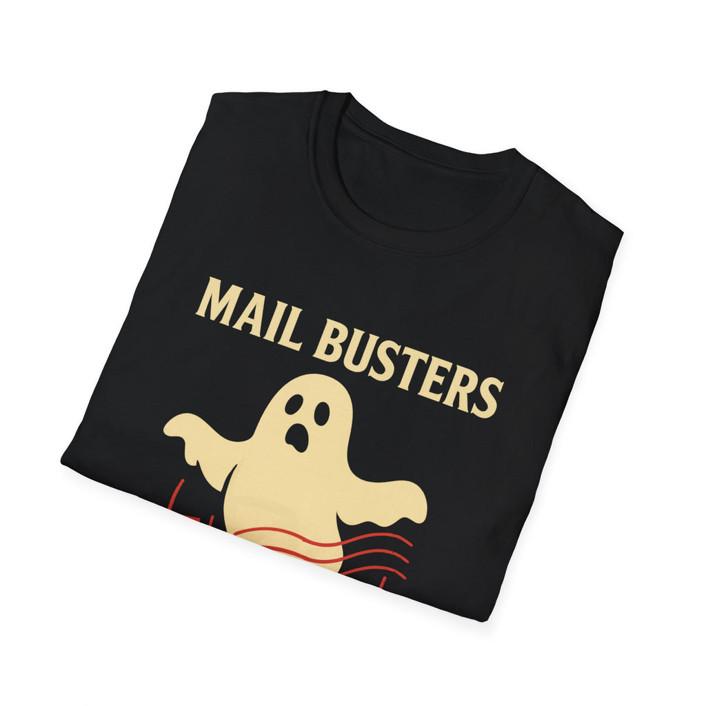 Mail Busters Ghost T-Shirt, Halloween Apparel, Unisex Graphic Tee, Fun Gift for Ghost Lovers, Spooky Season