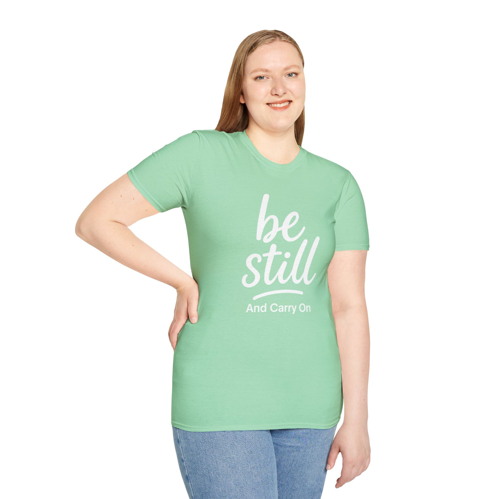 Be Still And Carry On Graphic Tee- Inspirational T-Shirt design for postal workers and people of faith
