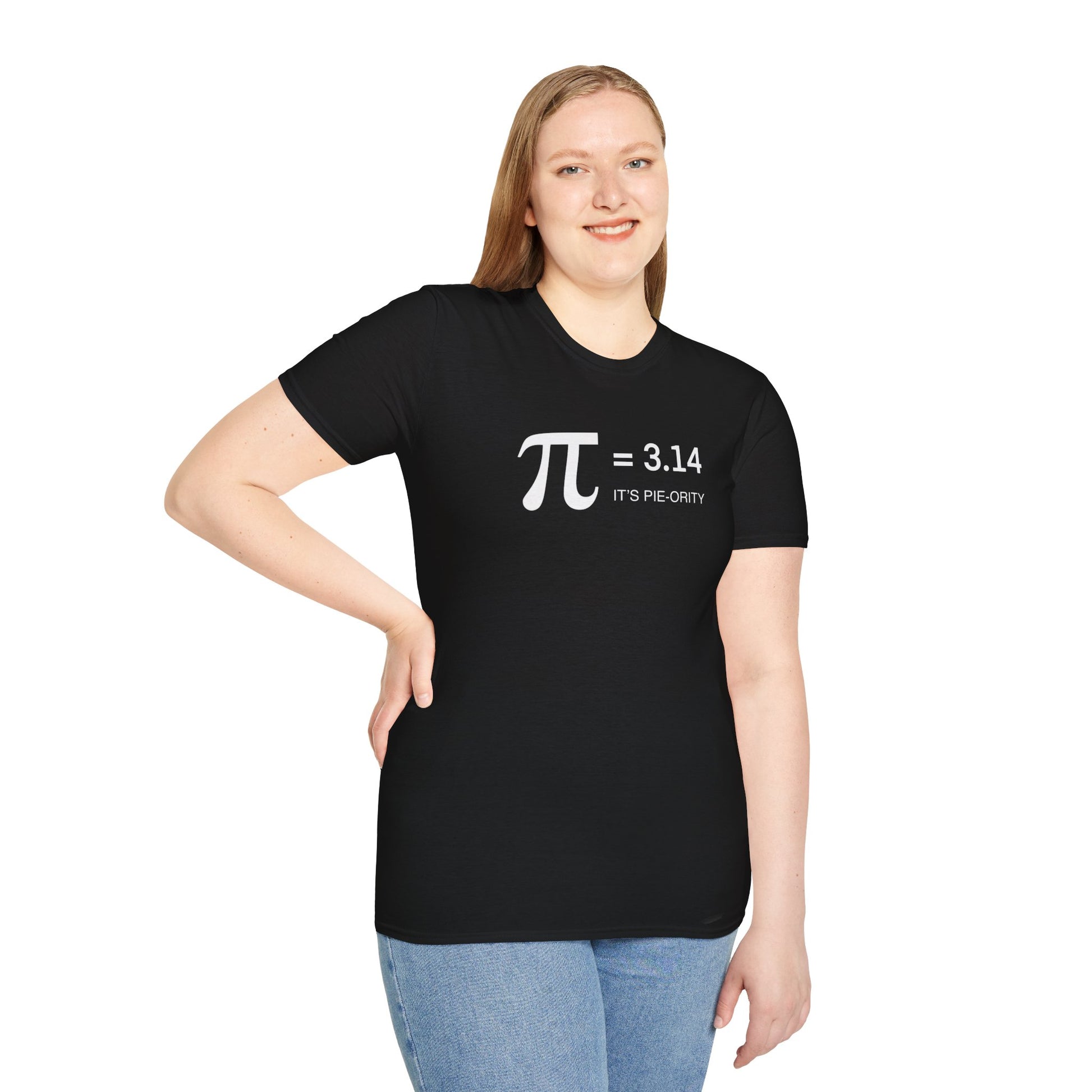 Pi = 3.14 "It's Pie-ority" Math T-Shirt — Funny Pi Day Tee for Teachers & Students