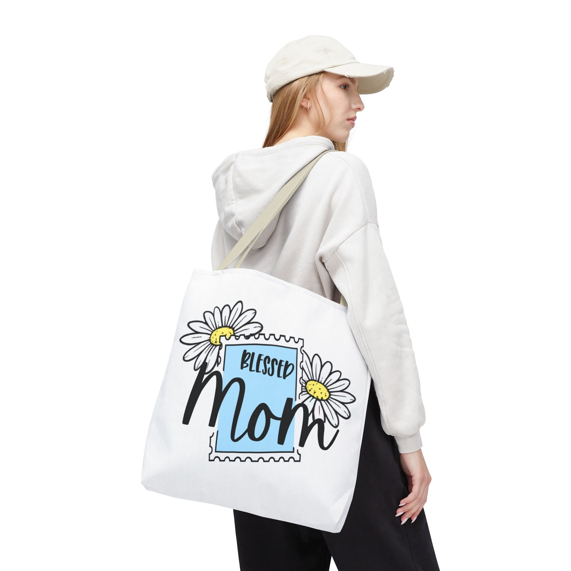 Blessed Mom Daisy Tote Bag — Floral Mother's Day Canvas Tote