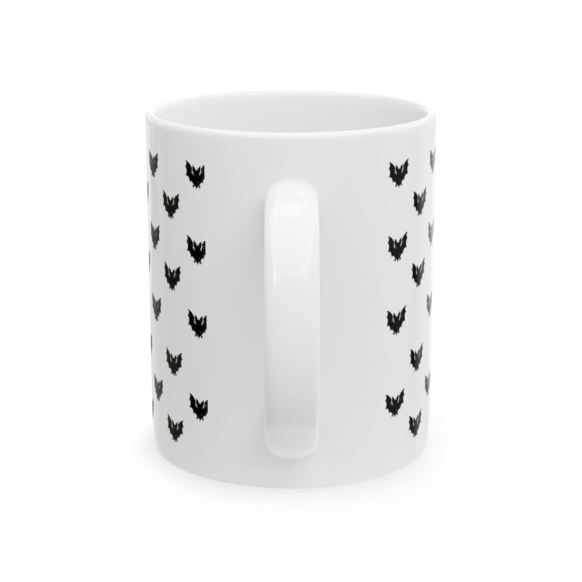 Chic Bat Print Mug - Black Cat Lover's Ceramic Coffee Cup, Gifts for Cat Owners, Cute Home Decor, Halloween Mug, Pet Lover's Gift