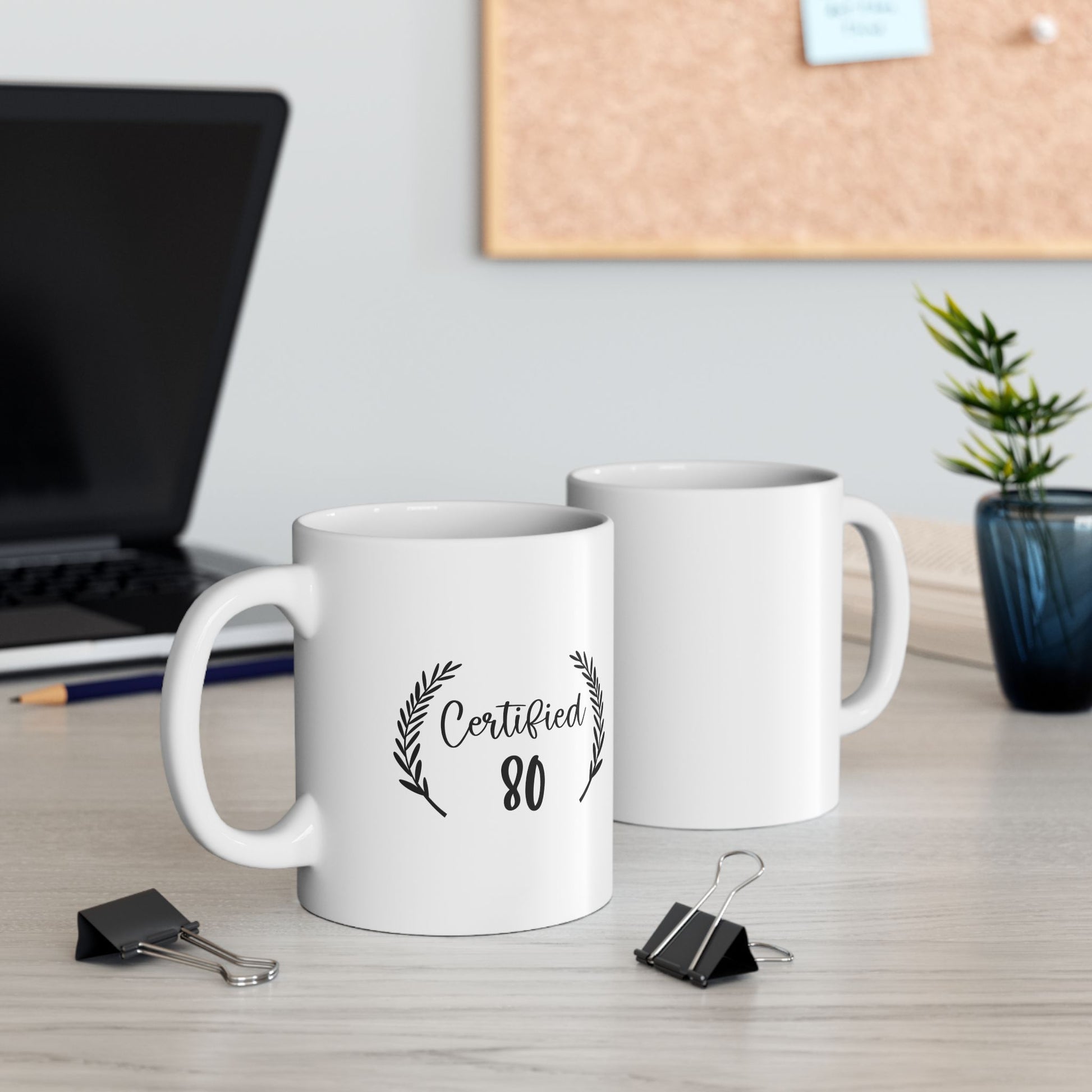 Certified 80 Birthday Celebration Ceramic Mug, Coffee Lover Gift, Office Decor, Birthday Present, Motivational Drinkware