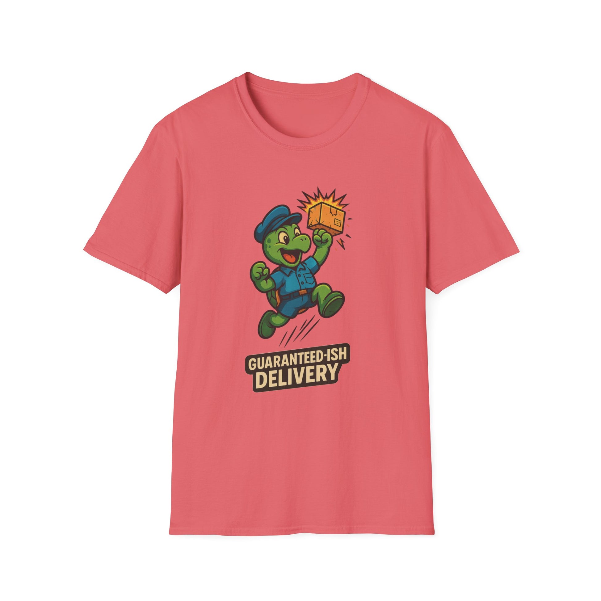 Funny Delivery T-Shirt, Guaranteed-ish Delivery Tee, Unisex Softstyle Shirt, Gift for Delivery Drivers, Quirky Humor Apparel