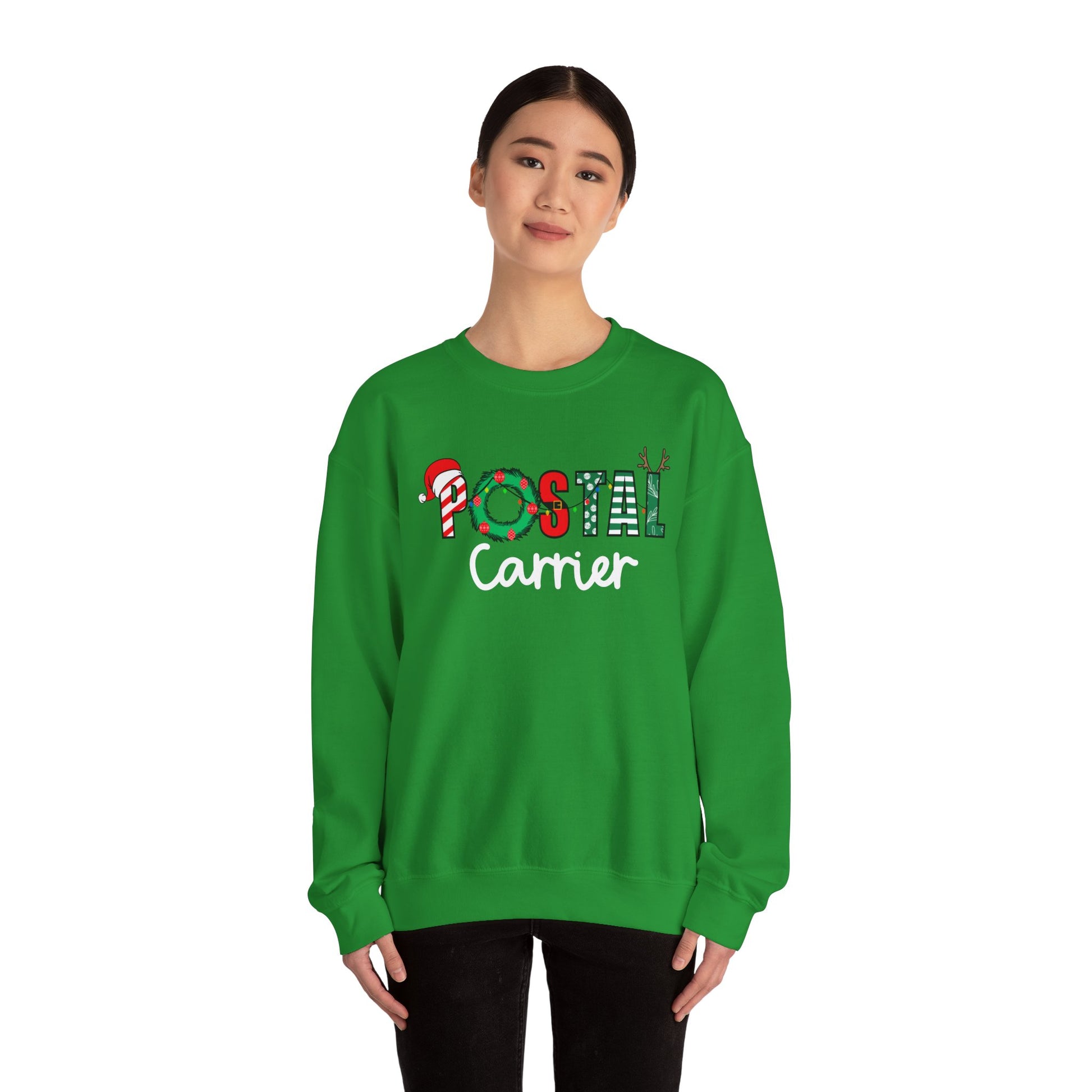 Festive Holiday Postal Carrier Sweatshirt, Cozy Crewneck for Mail Lovers, Holiday Apparel, Christmas Gift, Unisex Sweater