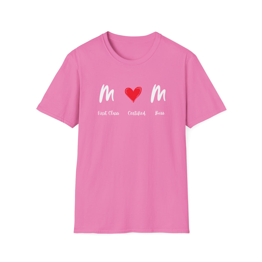 Mom Heart Graphic T-Shirt — First Class, Confident, Fierce Mom Shirt