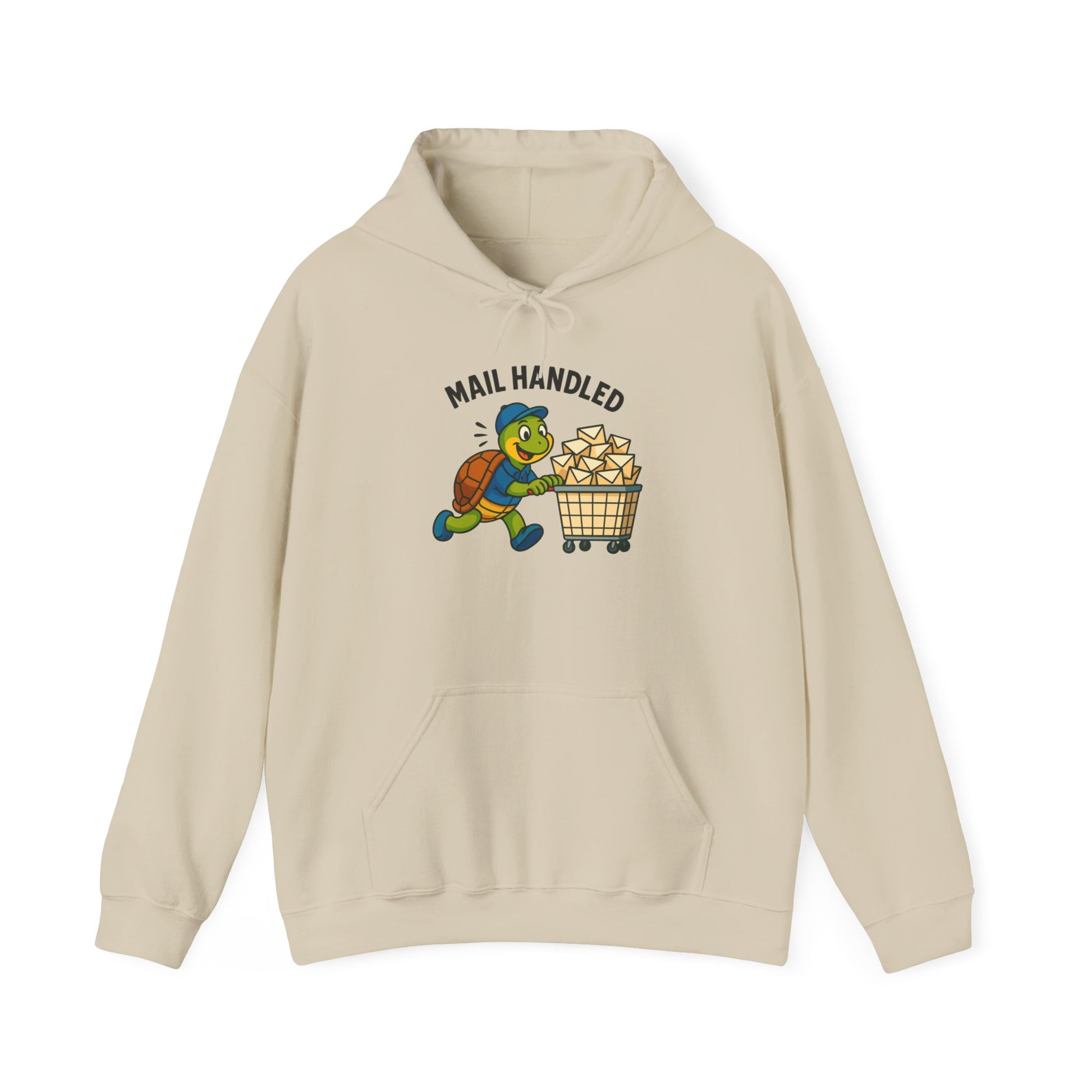 Playful Turtle Mail Handled Hoodie, Funny Sweatshirt, Cute Gifts for Animal Lovers, Cozy Unisex Apparel, Casual Everyday Wear