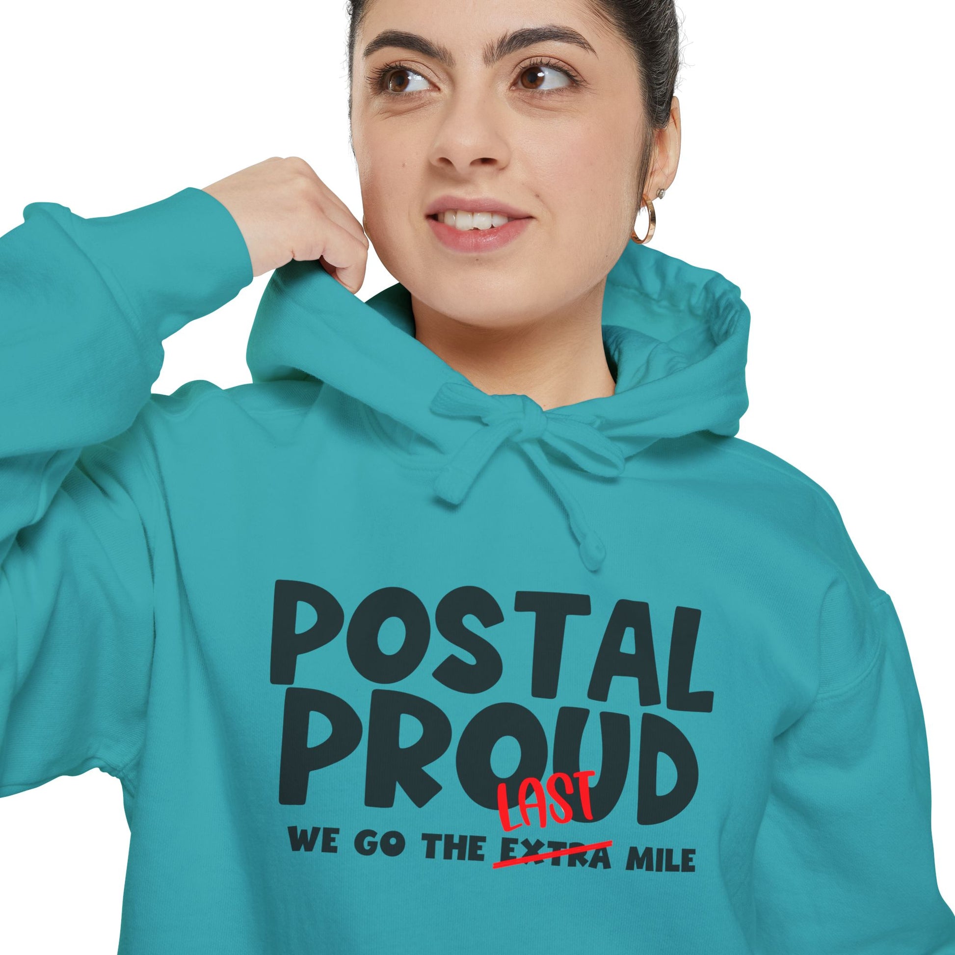 Postal Proud Hoodie – “We Go The Last Mile” Sweatshirt, Funny Postal Hoodie, Funny Mail Hoodie, Delivery Worker Gift, Mail Carrier Hoodie, Blue Collar Pride Pullover