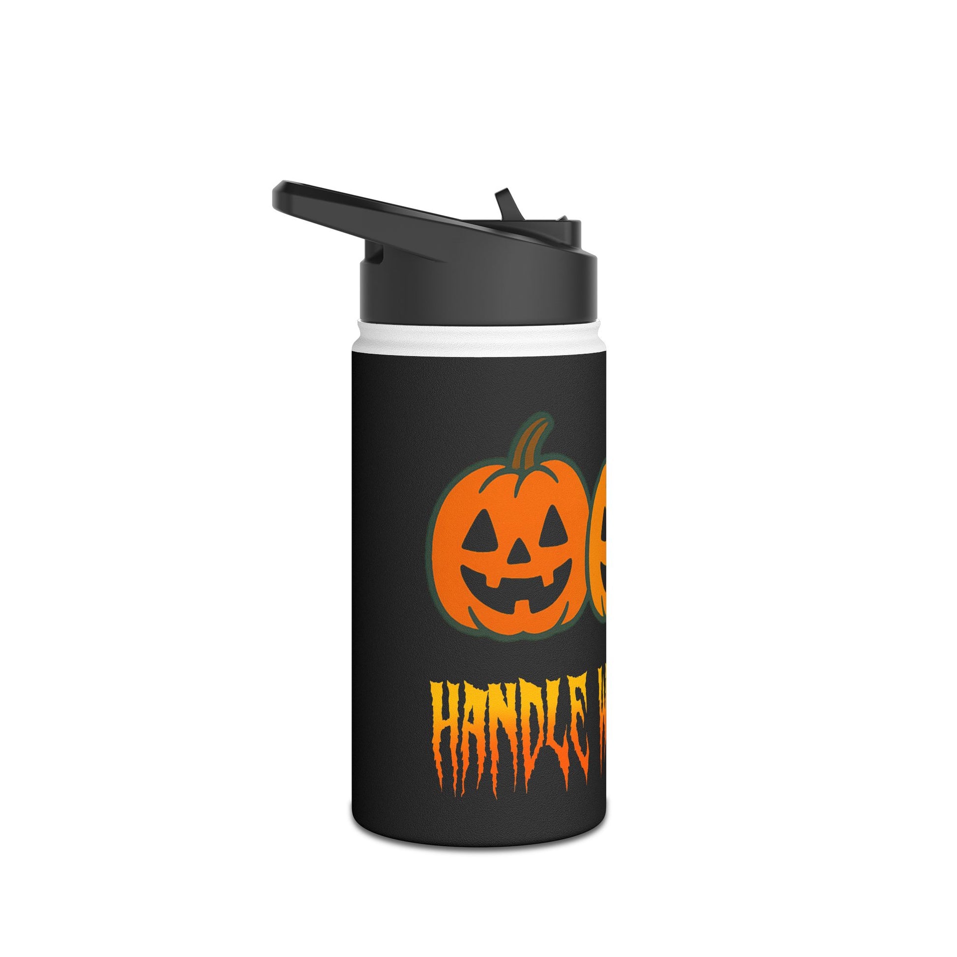 Halloween Pumpkin Water Bottle,Handle With Scare Design | Stainless Steel Travel Mug, Spooky Hydration, Trick or Treat, Fall Gifts, Halloween Decor