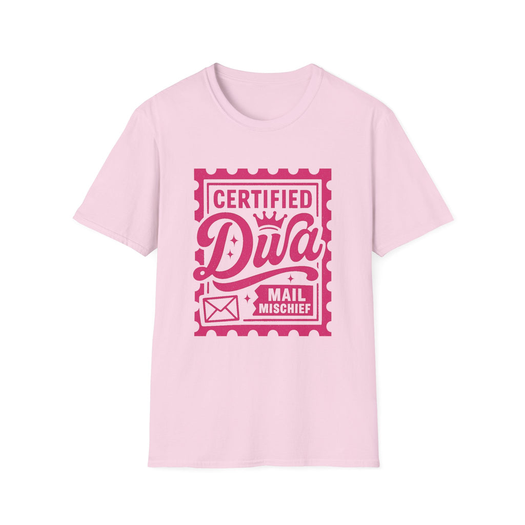 Certified Diva Mail Mischief Unisex T-Shirt, Fun Graphic Tee, Playful Gift, Casual Wear, Birthday, Holiday Celebrations