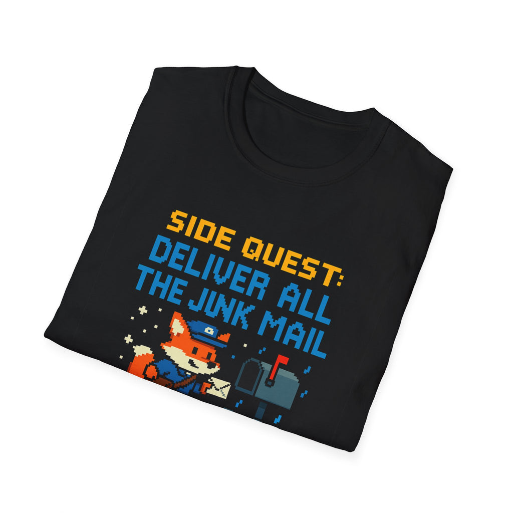 Fun Gamer T-Shirt: Side Quest - Deliver All the Junk Mail, Video Game Shirt, Geek Gift, Casual Wear, Birthday Gift, Unisex Tee