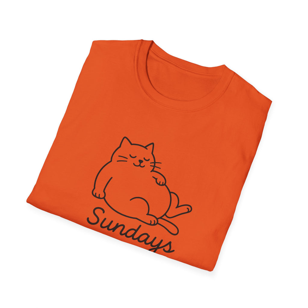 Chill Cat Sundays T-Shirt | Softstyle Unisex Tee for Cat Lovers | Fun Casual Wear, Gift for Birthdays, Lazy Days, Pet Lovers