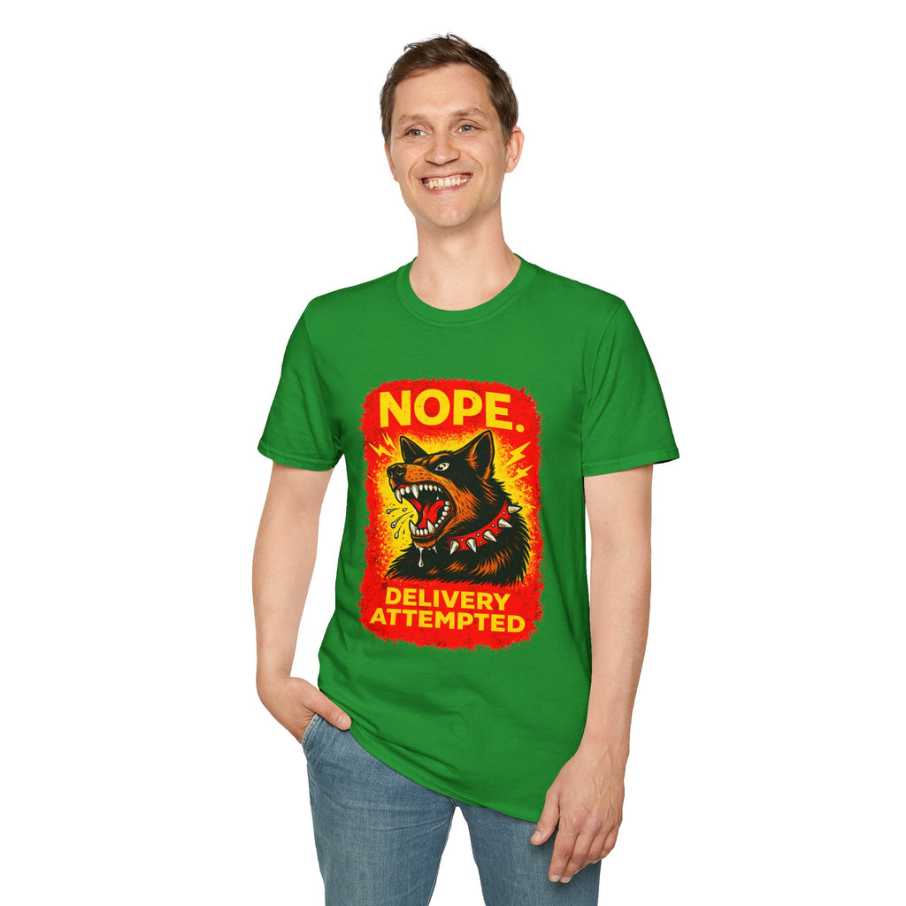 Nope Delivery Attempted T-Shirt — Funny Guard Dog Graphic Tee