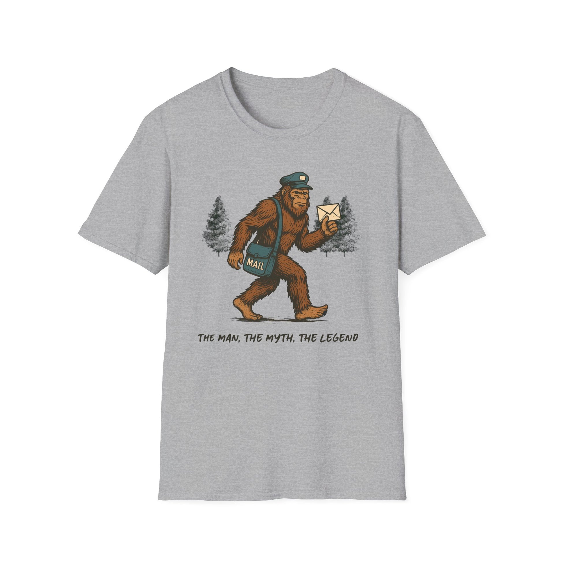 Sasquatch Mail Unisex T-Shirt | The Man, The Myth, The Legend | Postal Carrier, Perfect for Nature Lovers, Gifts, and Funny Graphic Tees
