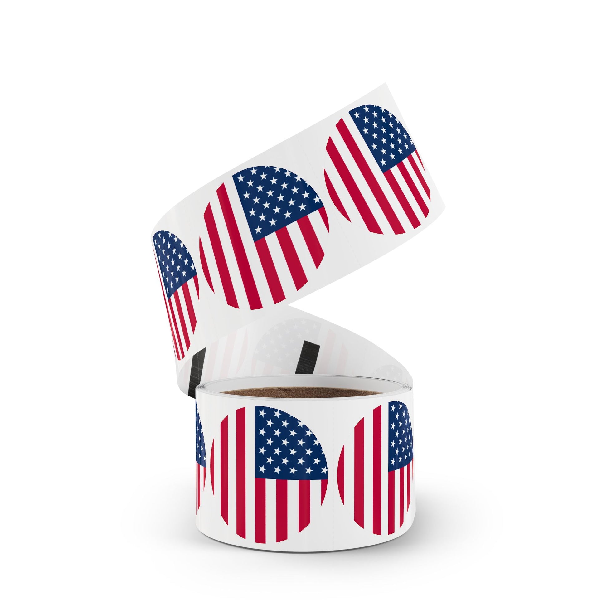 American Flag Round Stickers — American Flag Label Rolls for Independence Day, Veterans Day & Small Business Owners