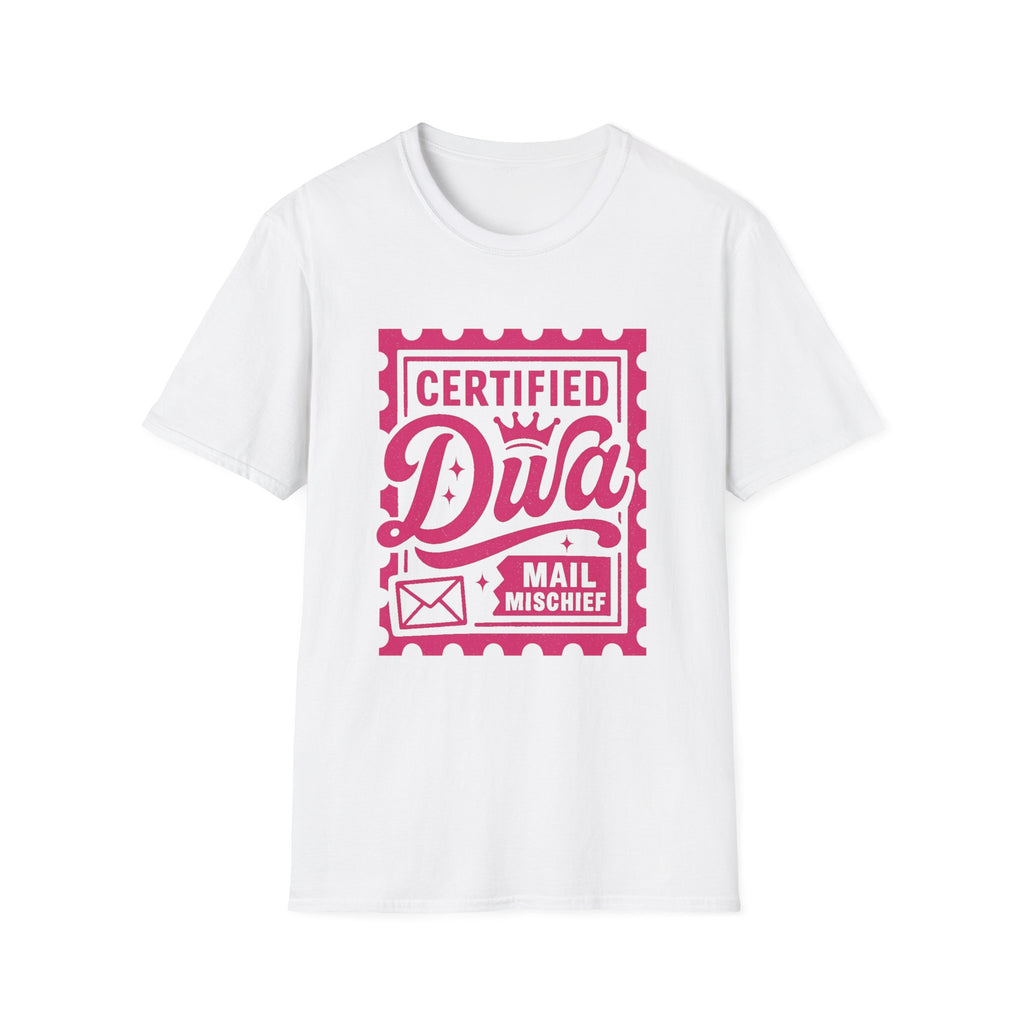 Certified Diva Mail Mischief Unisex T-Shirt, Fun Graphic Tee, Playful Gift, Casual Wear, Birthday, Holiday Celebrations