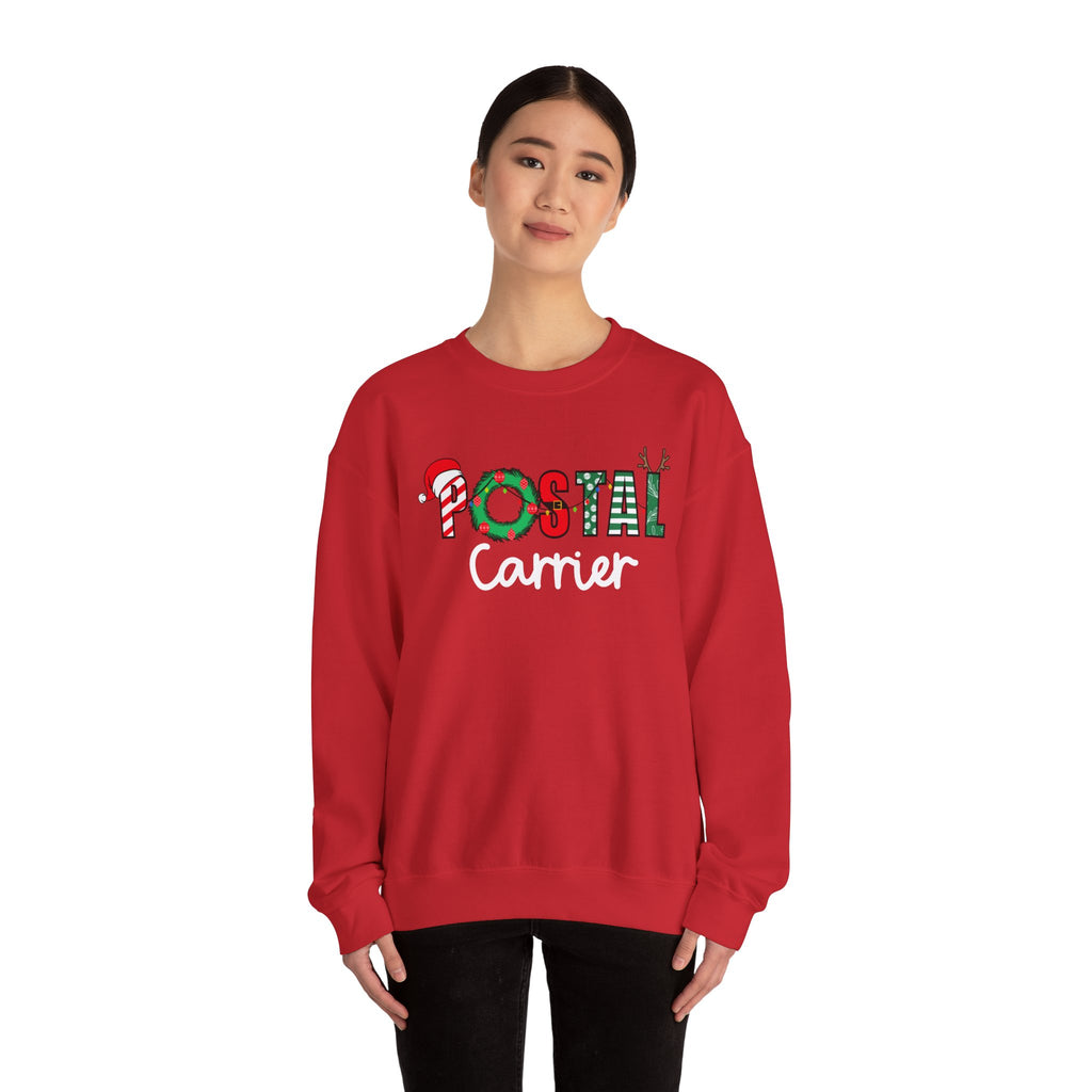 Festive Holiday Postal Carrier Sweatshirt, Cozy Crewneck for Mail Lovers, Holiday Apparel, Christmas Gift, Unisex Sweater