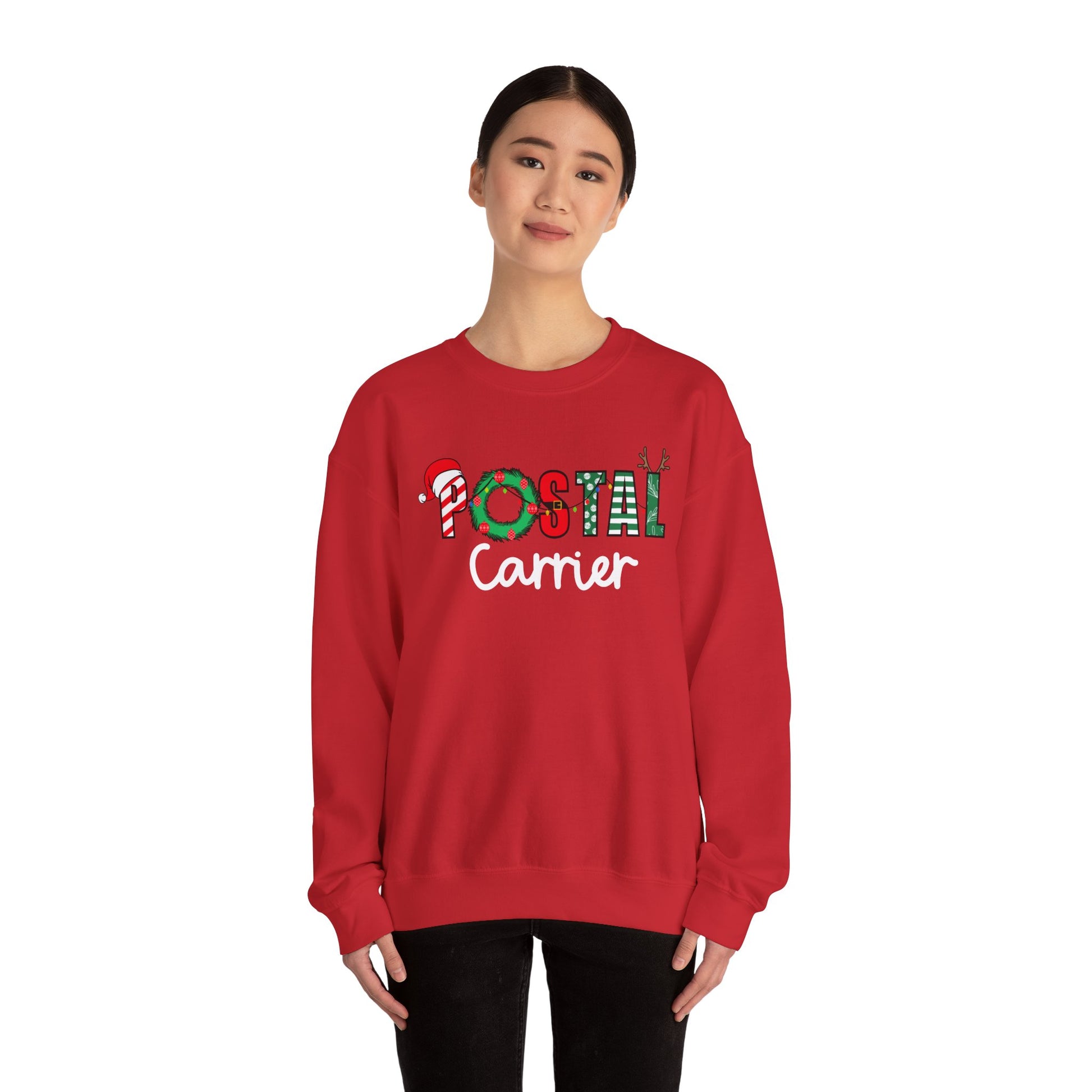Festive Holiday Postal Carrier Sweatshirt, Cozy Crewneck for Mail Lovers, Holiday Apparel, Christmas Gift, Unisex Sweater