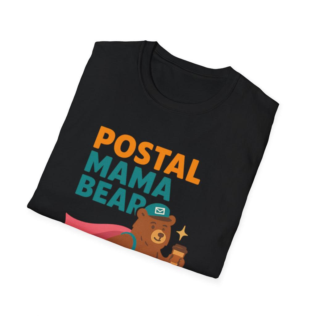Postal Mama Bear T-Shirt, Fun Gift for Moms, Unisex Softstyle Tee for Postal Workers, Cute Animal Graphic Tee, Everyday Casual Wear