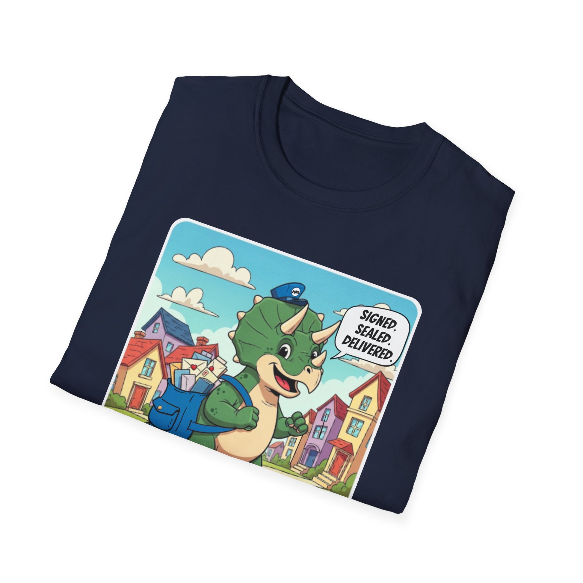 Whimsical Dinosaur Adventure T-Shirt for Kids, Fun Graphic Tee, Unisex Softstyle Shirt, Birthday Gift, Playful Design, Casual Wear