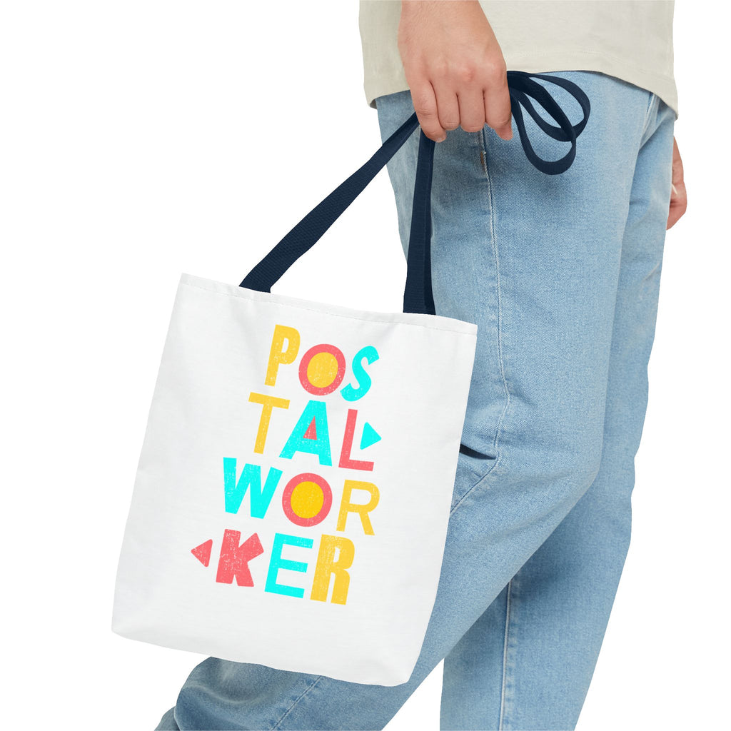 Postal Worker Tote Bag — Colorful Retro Typography Mail Carrier Gift