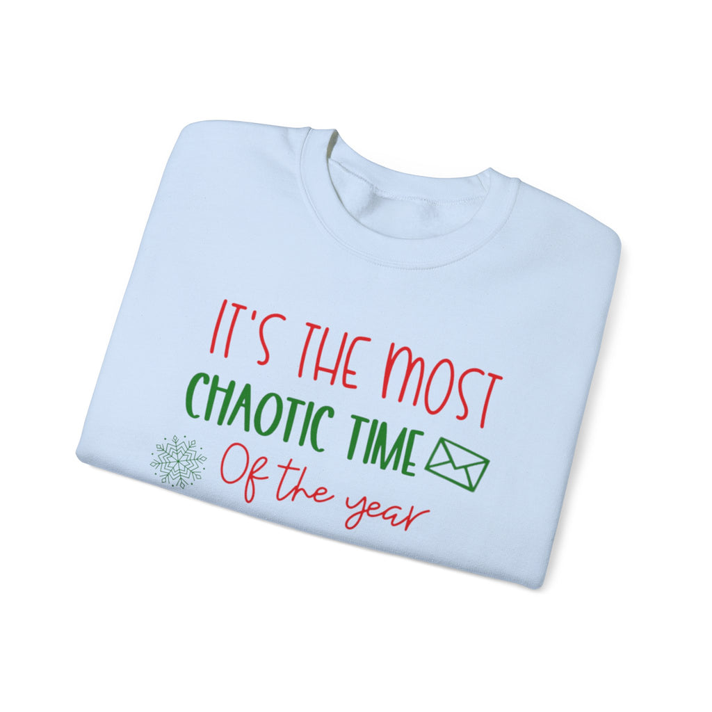 Unisex Holiday Postal Sweatshirt - 'It's the Most Chaotic Time of the Year', Holiday Gift, Christmas Sweater, Funny Sweatshirt, Casual Wear, [...]
