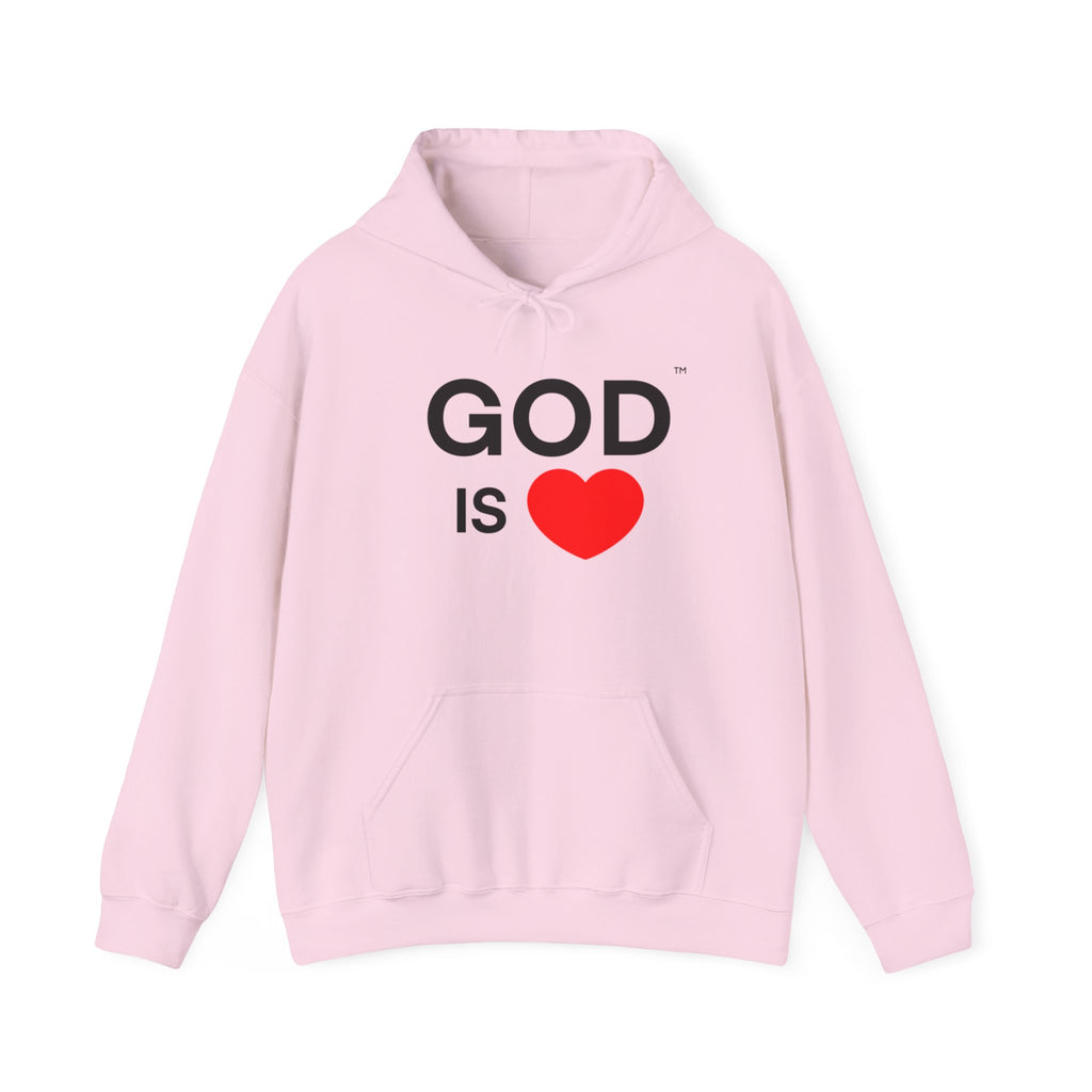 God Is Love™ Hoodie — Wear the Message, Christian Faith Pullover with Clean Bold Letters and Heart Graphic