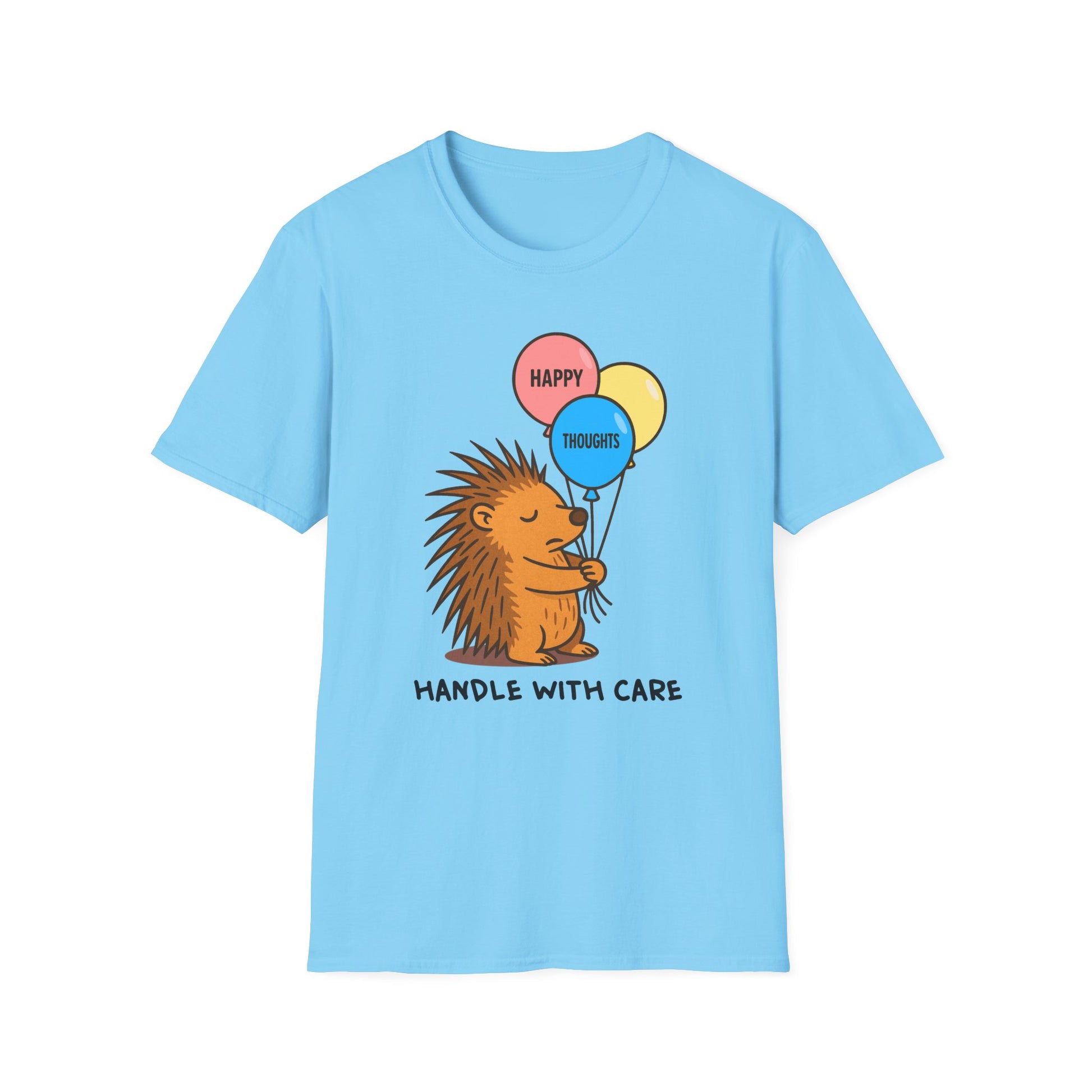 Happy Hedgehog T-Shirt, Cute Animal Tee, Unisex Softstyle Shirt, Gift for Postal Workers & Mail Carriers, Birthday Present, Casual Wear