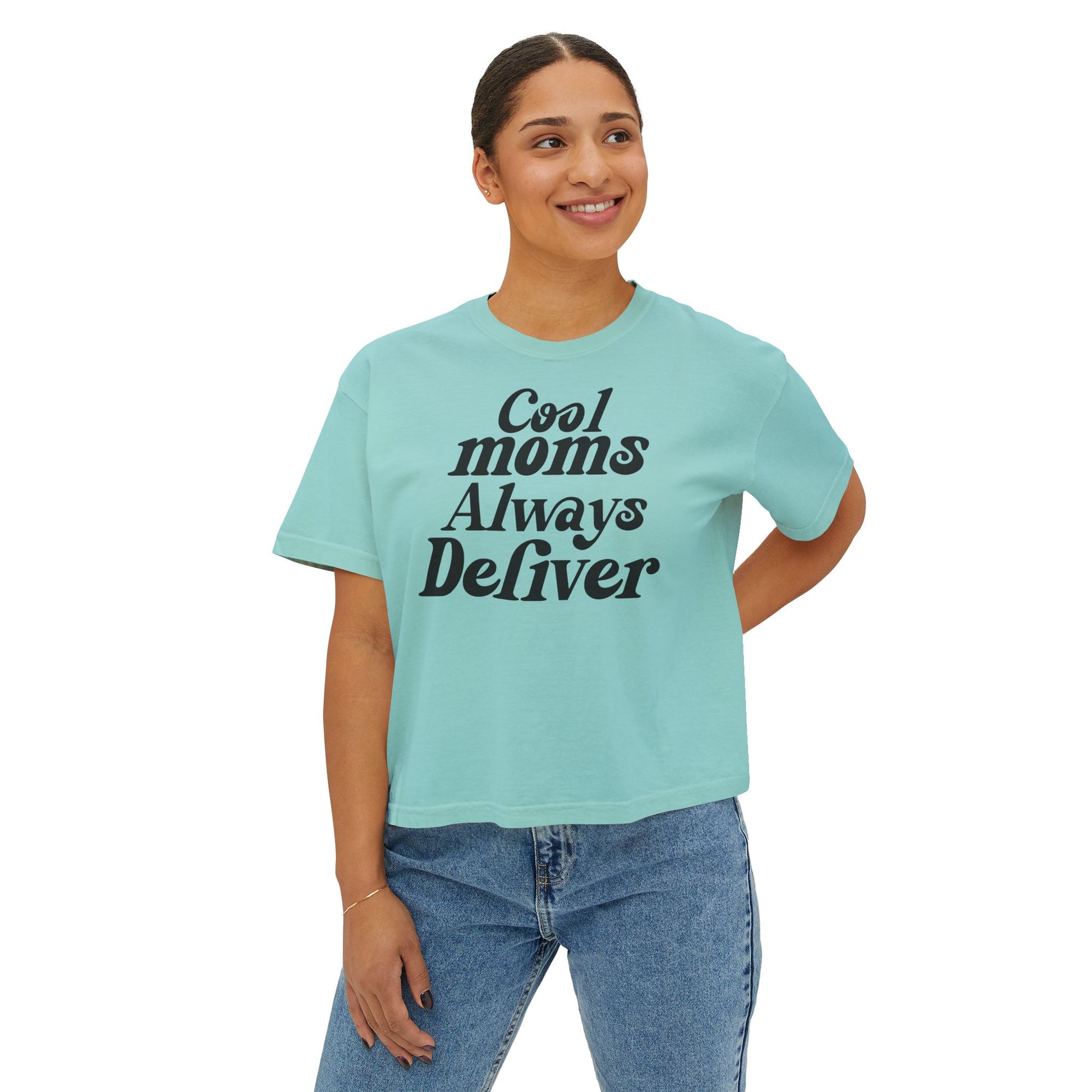 Cool Moms Always Deliver Boxy Tee – Funny Mail Worker Shirt, Postal Mom Gift, Cute Delivery Worker T-Shirt, Relaxed Fit Women’s Tee