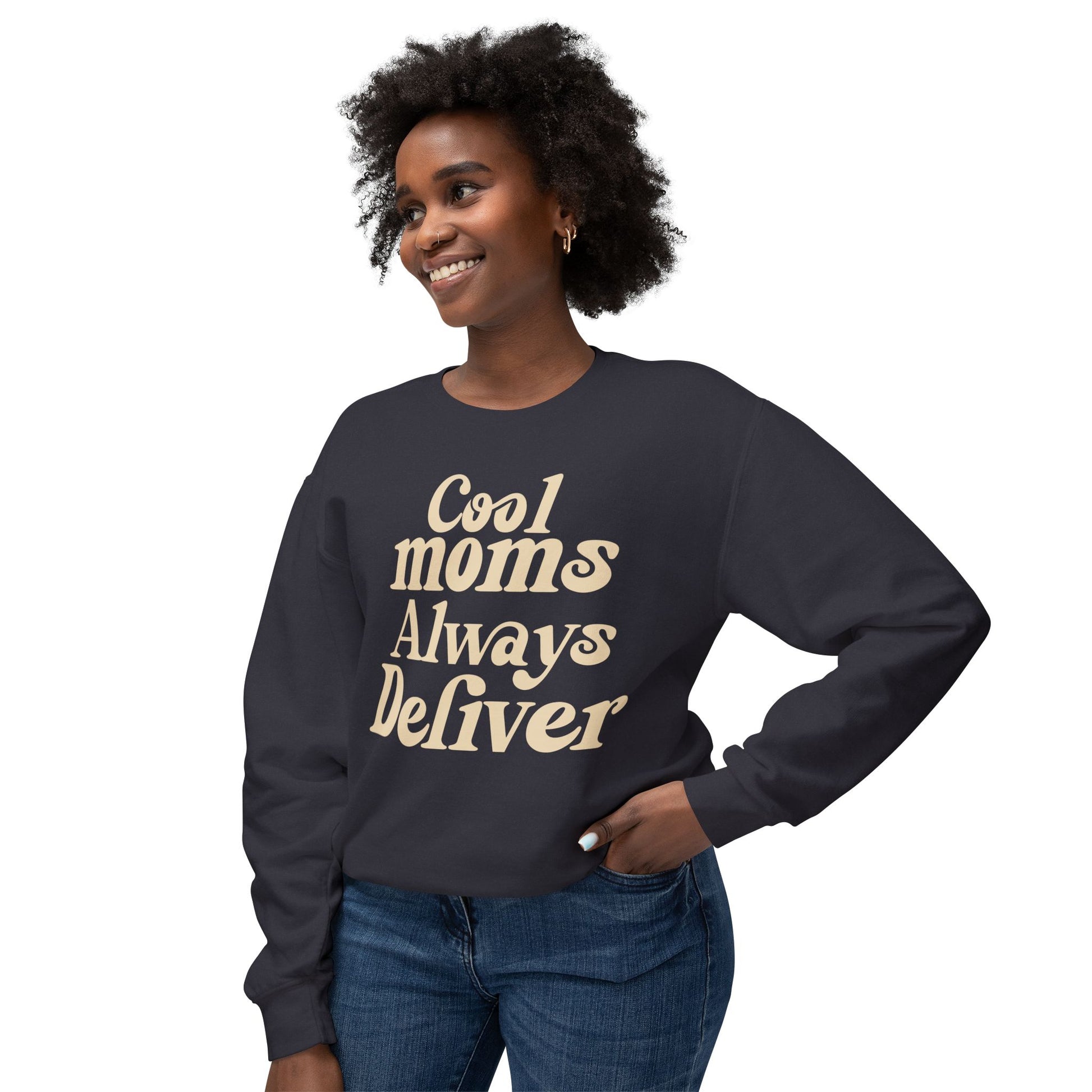 Cool Moms Always Deliver Crewneck Sweatshirt – Funny Mom Sweatshirt, Cute Mother’s Day Gift, Cozy Women’s Pullover, Delivery Worker Gift