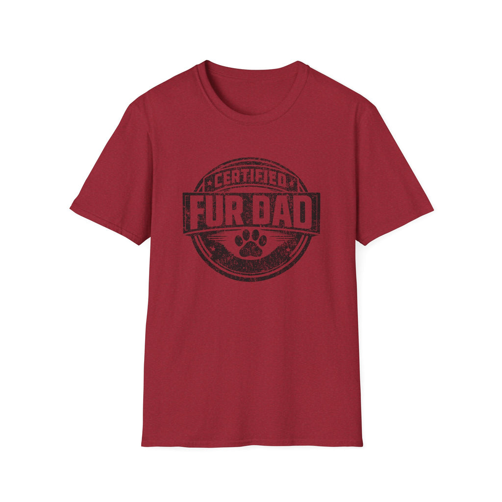 Certified Fur Dad T-Shirt — Distressed Graphic tee, Vintage Paw Print Design for Dog & Cat Fathers Mail Carriers