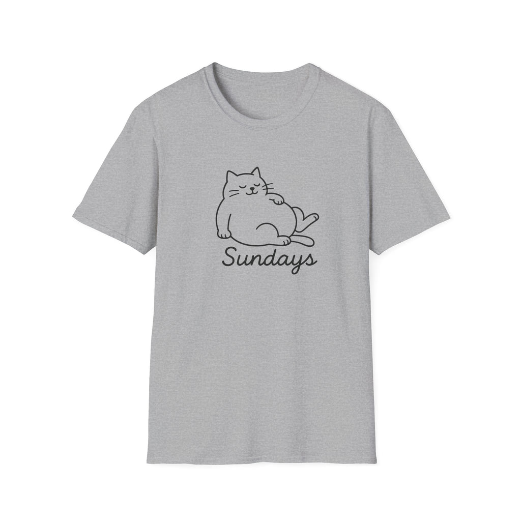 Chill Cat Sundays T-Shirt | Softstyle Unisex Tee for Cat Lovers | Fun Casual Wear, Gift for Birthdays, Lazy Days, Pet Lovers
