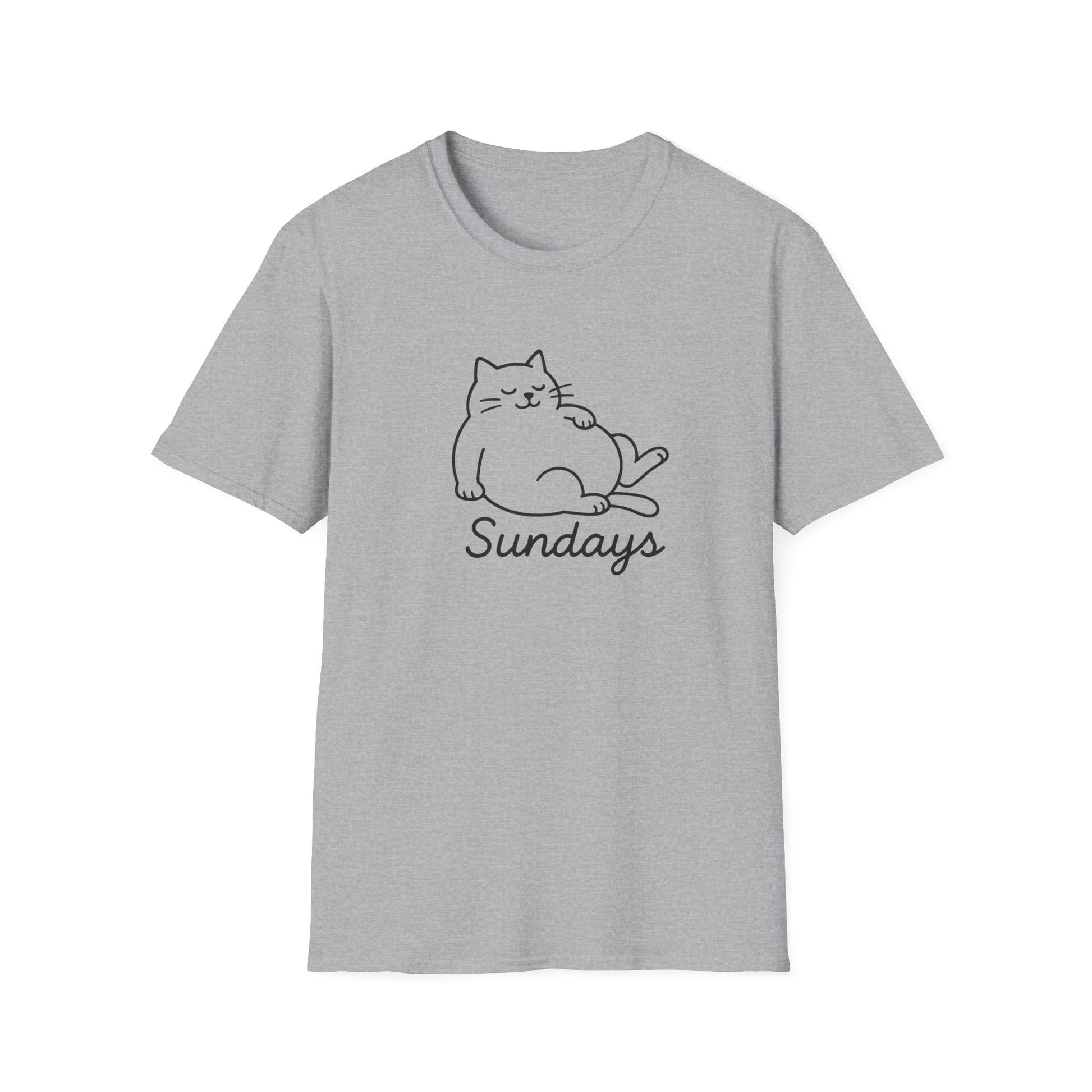 Chill Cat Sundays T-Shirt | Softstyle Unisex Tee for Cat Lovers | Fun Casual Wear, Gift for Birthdays, Lazy Days, Pet Lovers