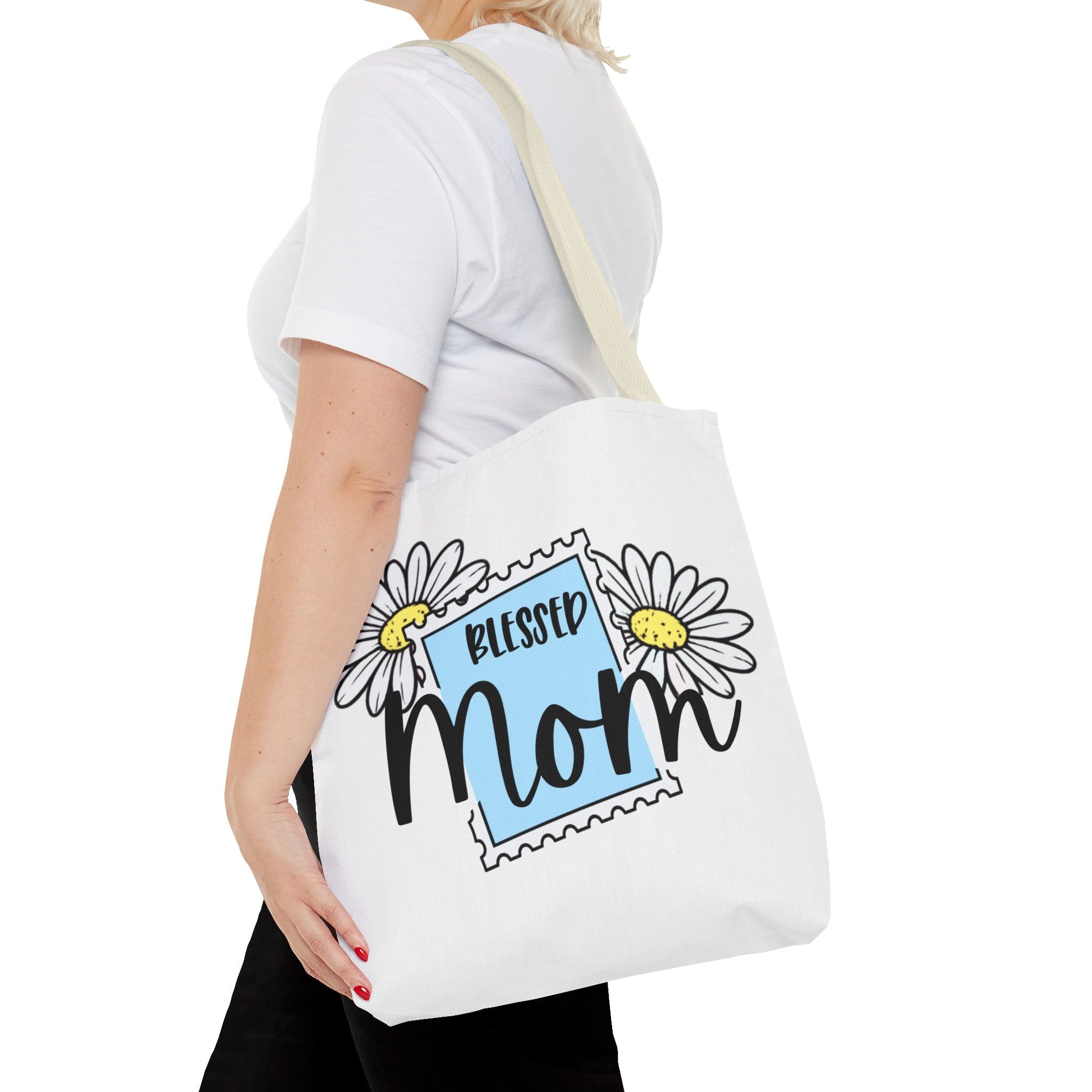 Blessed Mom Daisy Tote Bag — Floral Mother's Day Canvas Tote