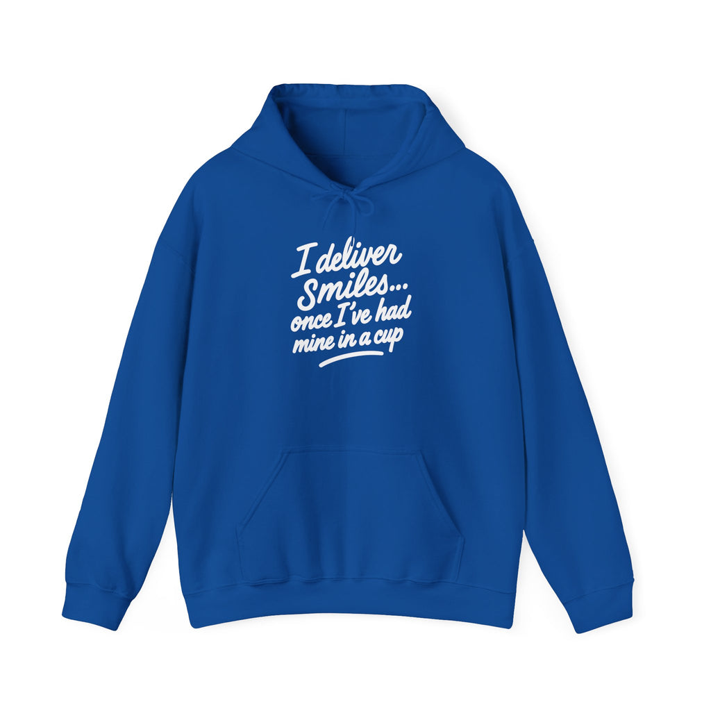 I Deliver Smiles Hoodie – Cozy Unisex Sweatshirt, Gift for Coffee Lovers, Cute Casual Wear, Perfect for Birthdays & Holidays