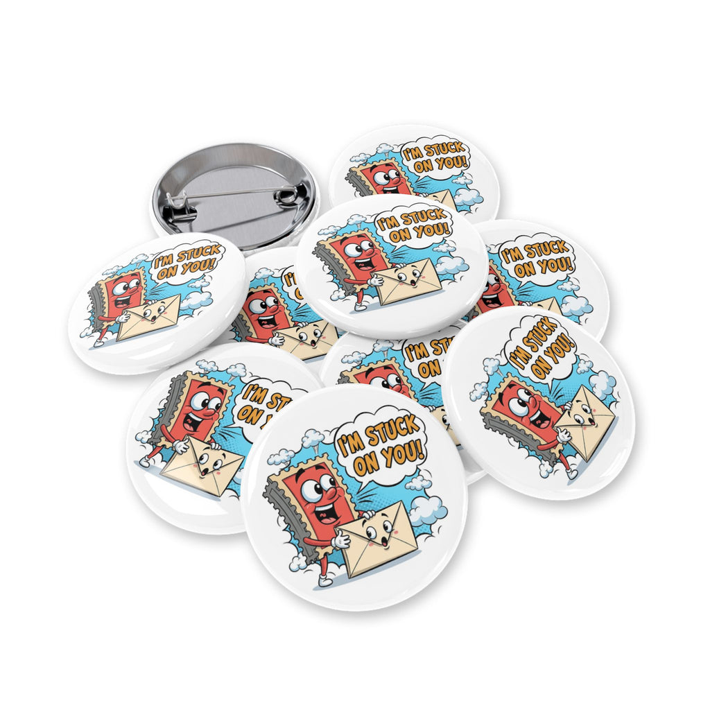 Round Pin Button — "I'm Stuck On You" Cute Cartoon Pin