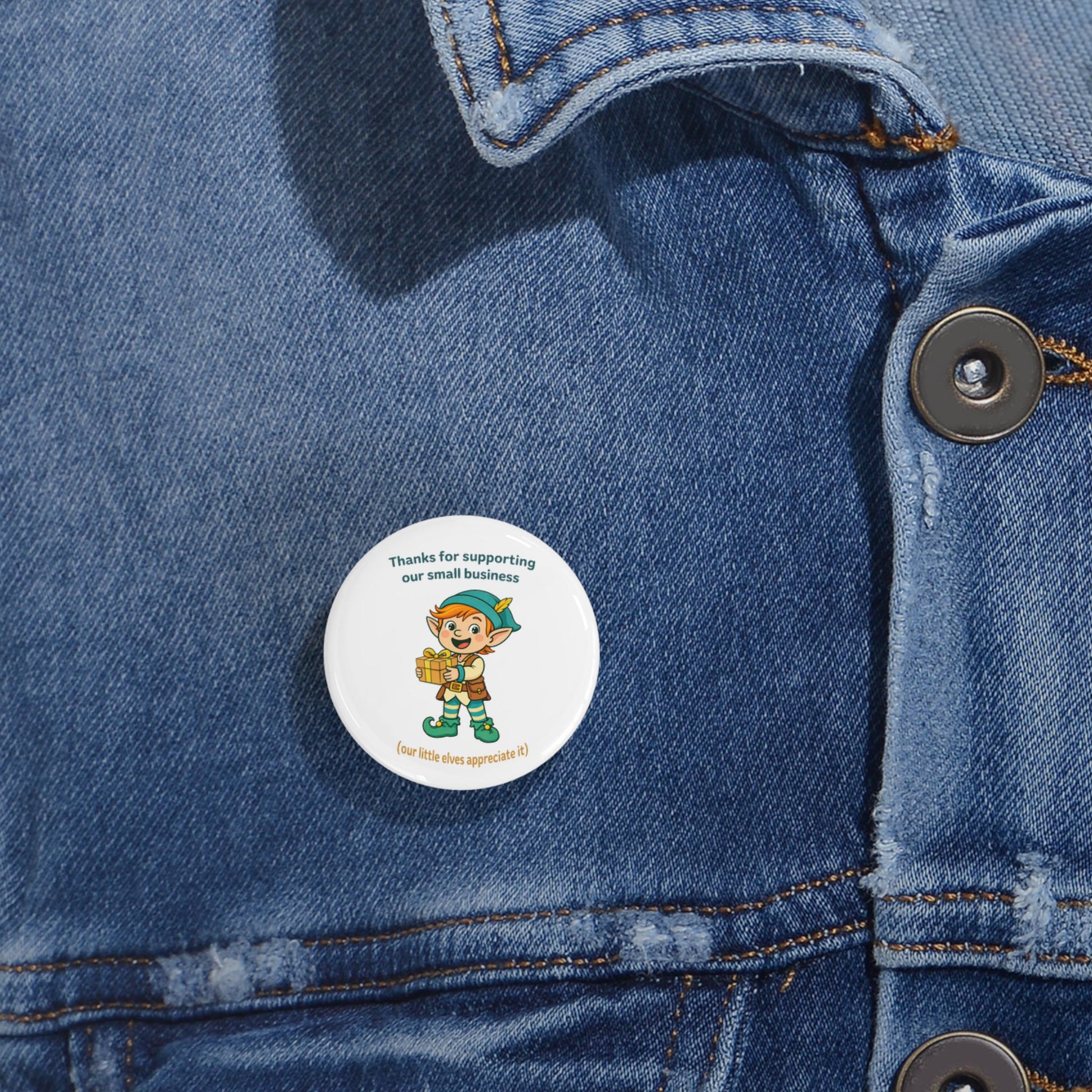 Round Pin Button — "Thanks for Supporting Our Small Business" Pin Back Buttons for Small Business Owners